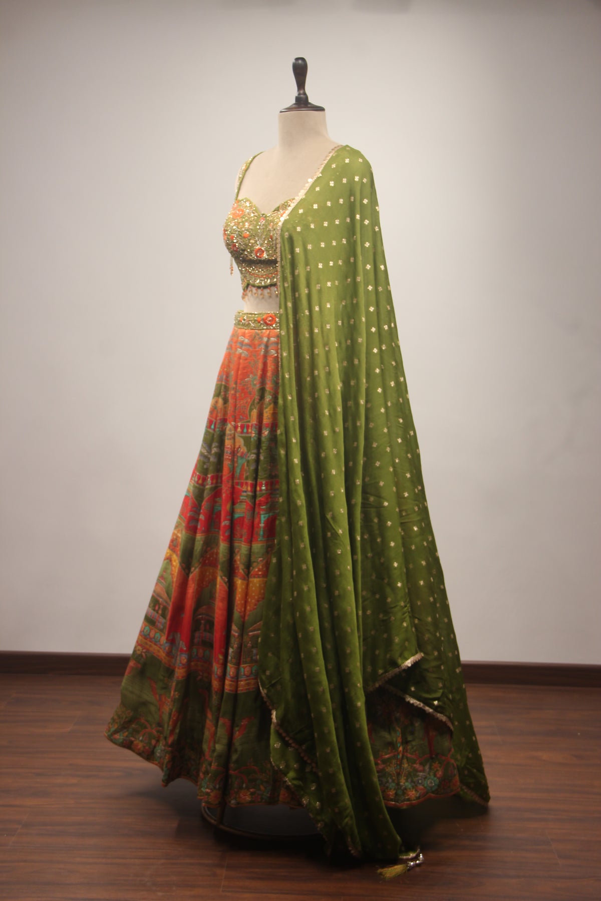 Banarasi Brocade Lehenga Crop Top with Cut Dana & Sequin Handwork