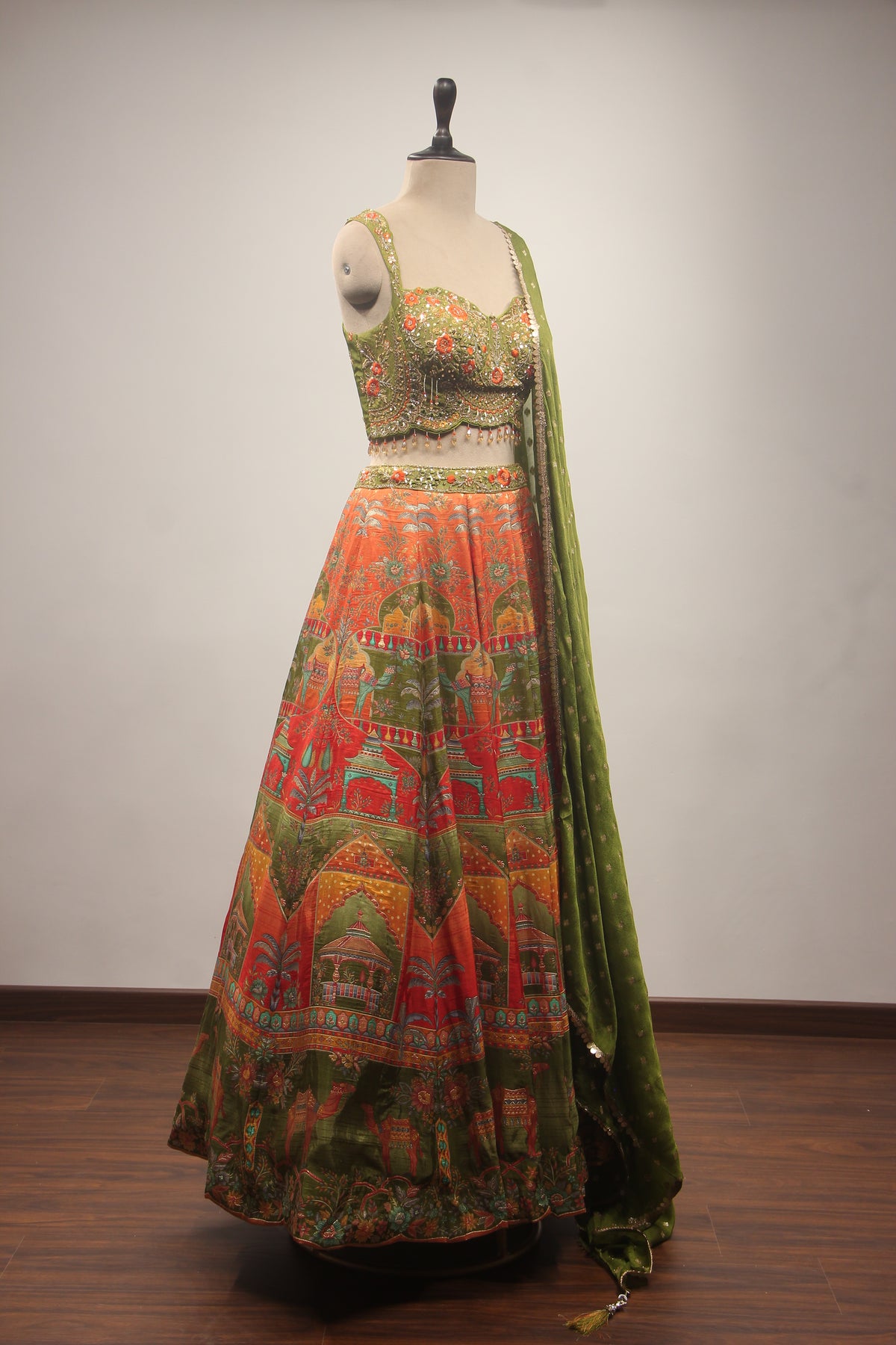 Banarasi Brocade Lehenga Crop Top with Cut Dana & Sequin Handwork