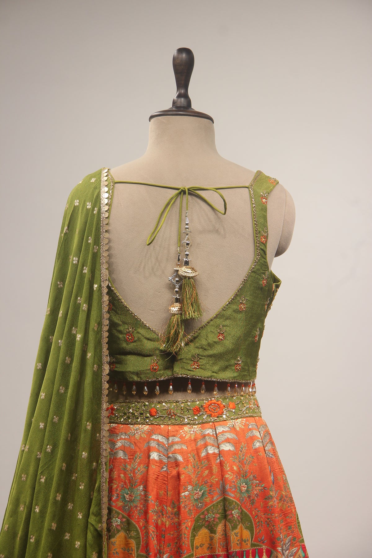 Banarasi Brocade Lehenga Crop Top with Cut Dana & Sequin Handwork