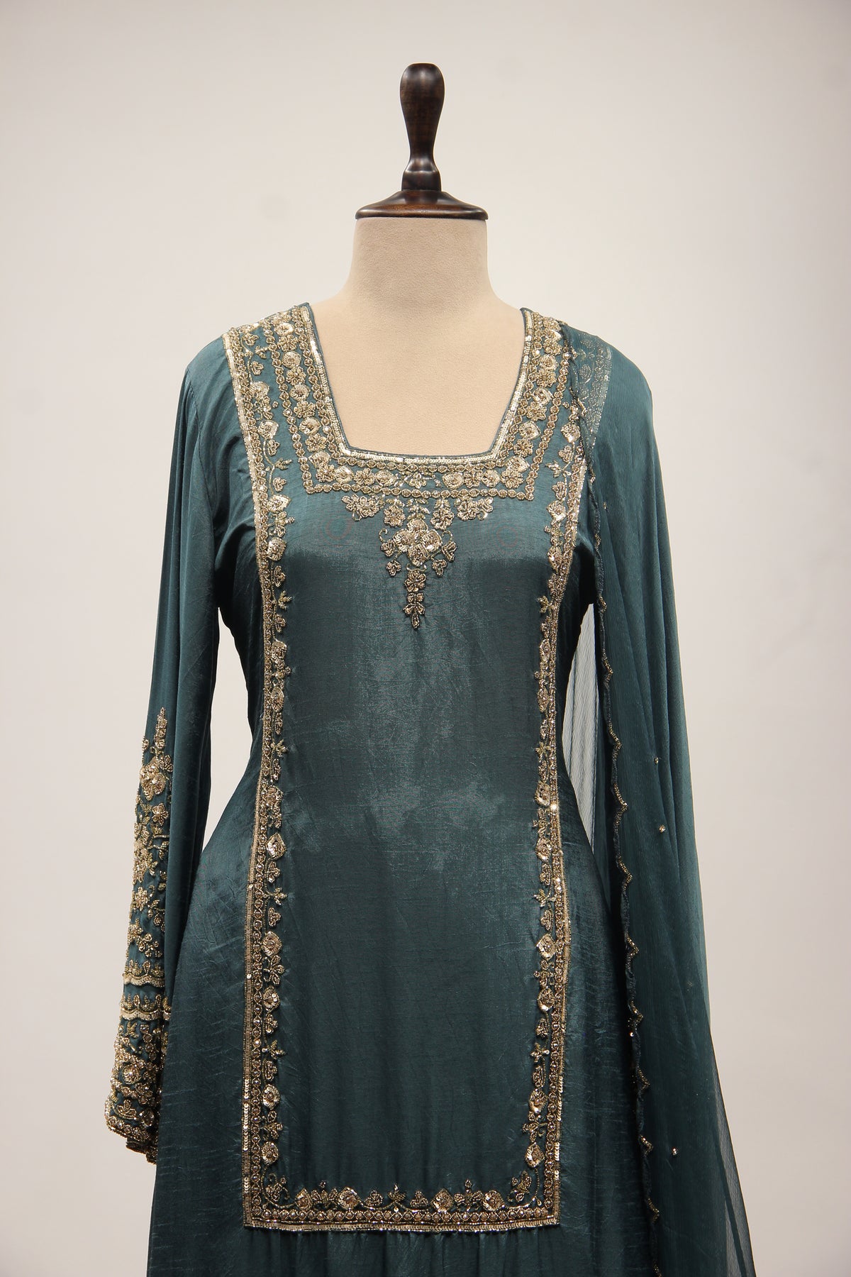 BLUE Dupion Palazzo with Bead and Cut Dana work by OOS — product image 2