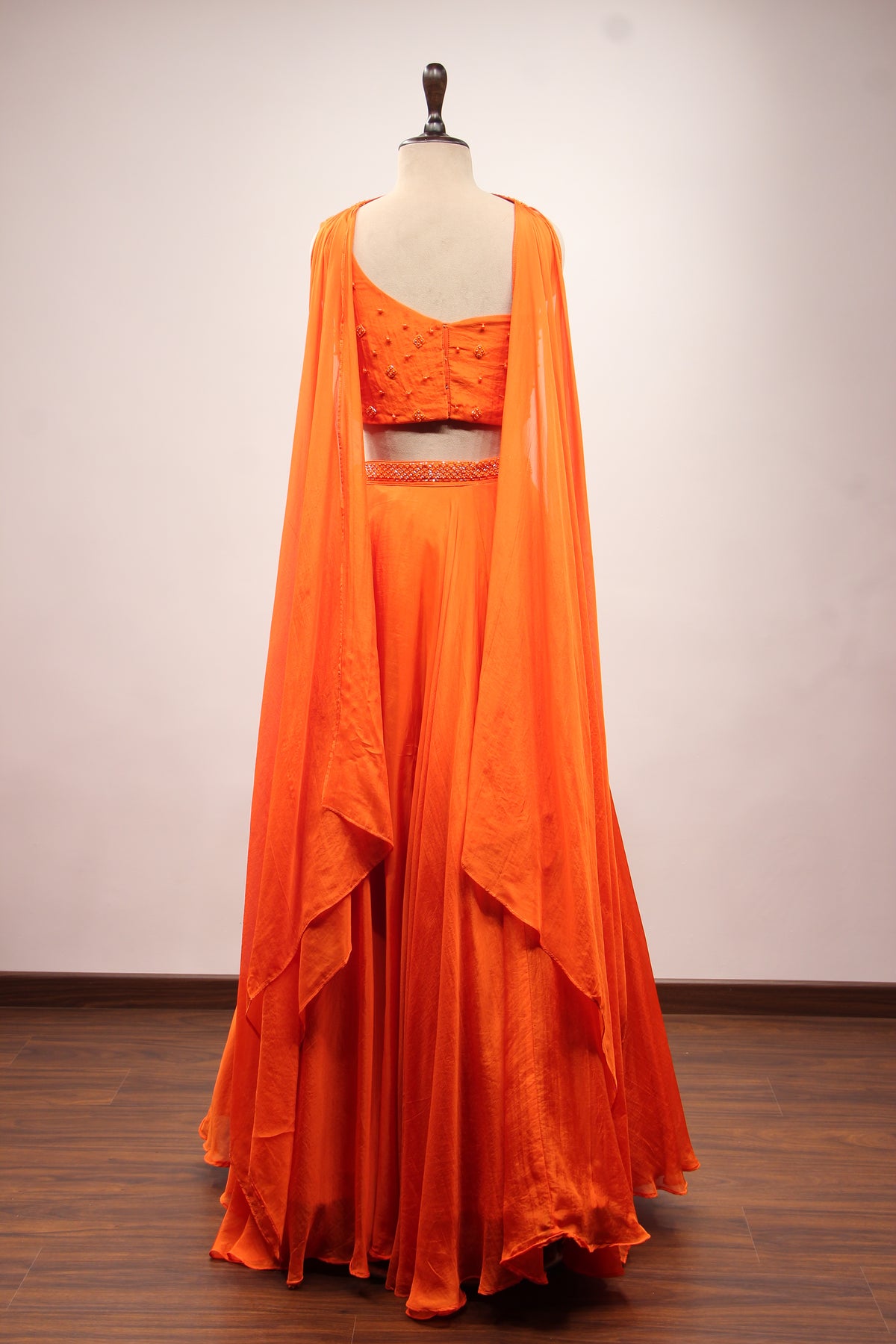 Organza Lehenga with Bead & Sequin Handwork Crop Top