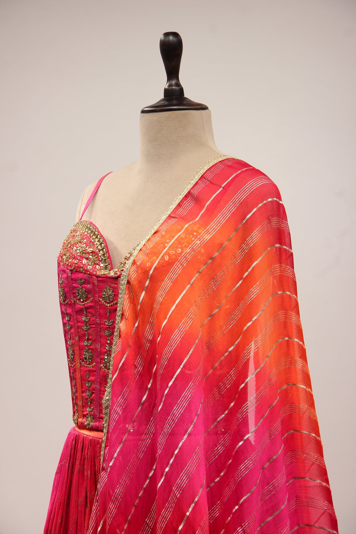 Tissue Lehenga with Gota Patti & Sequin Handwork Corset Blouse