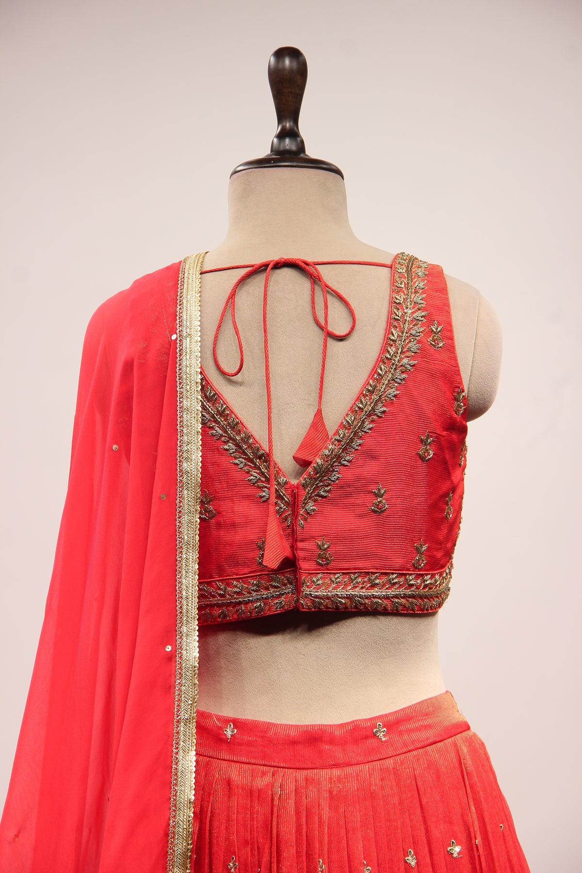 Tissue Lehenga with Zari & Zardozi Handwork Crop Top