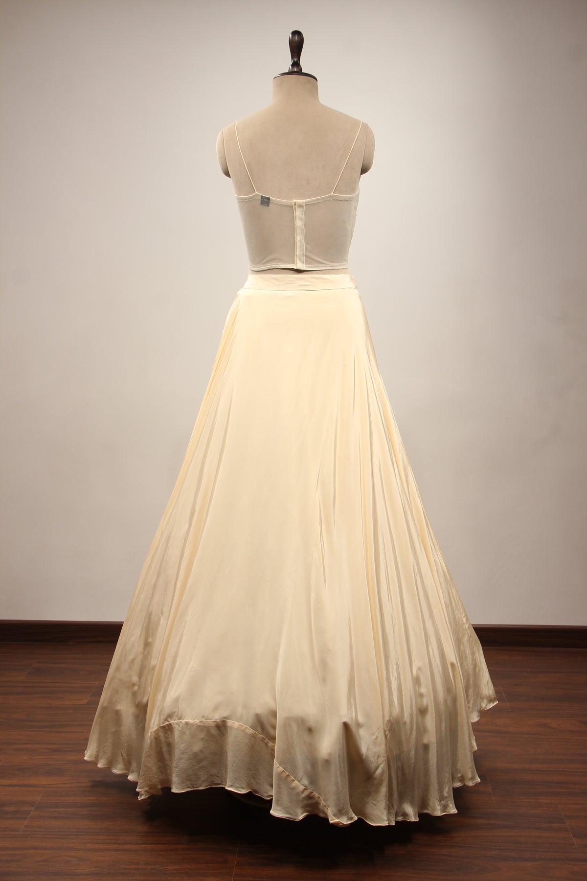 Cream Crepe Lehenga with Bead & Sequin Handwork Corset Jacket