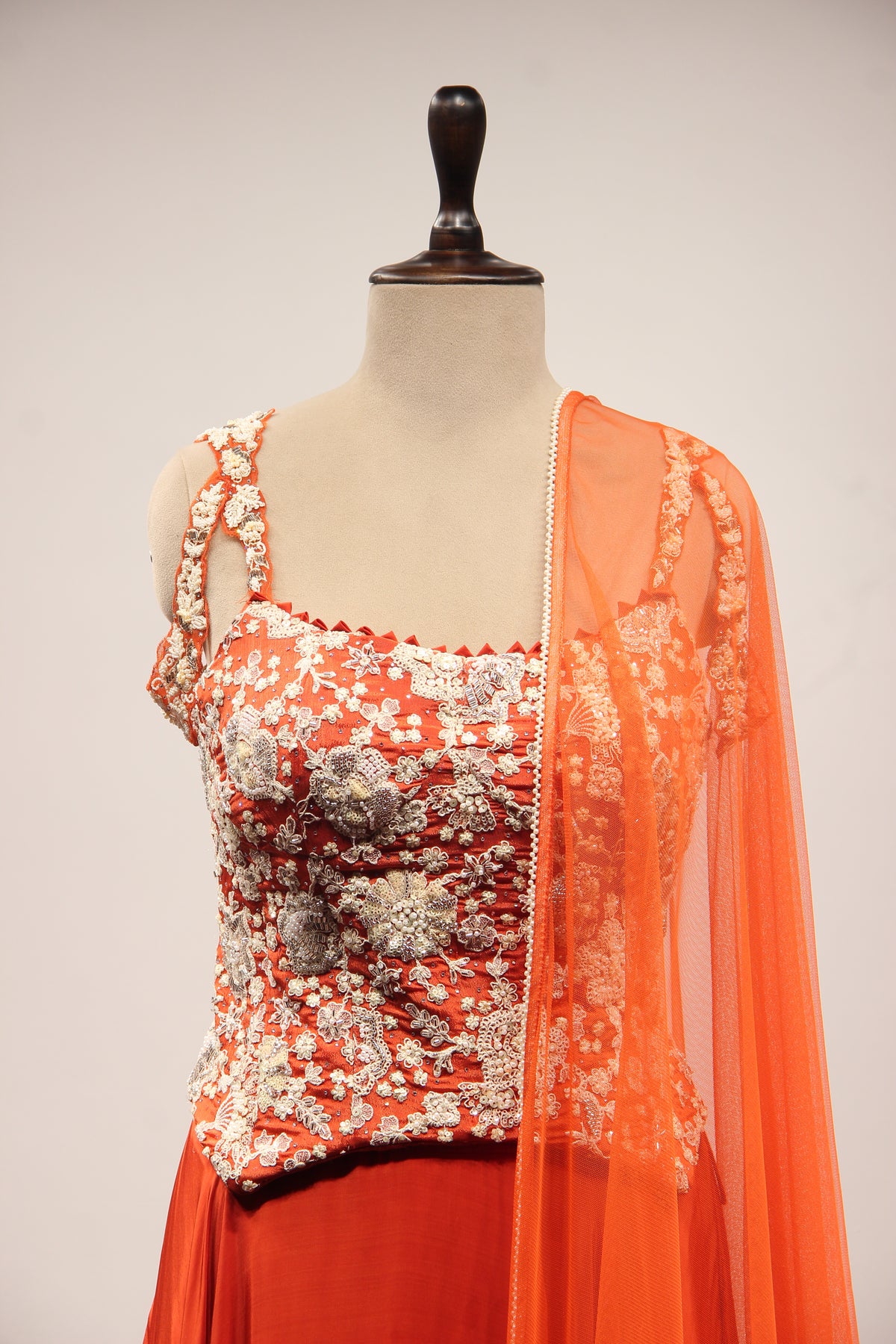 Crepe Lehenga with Sequin & Bead Handwork Corset Blouse