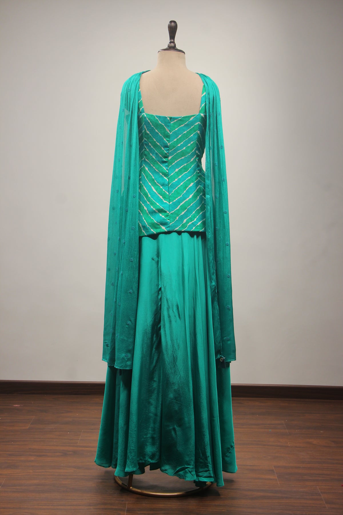 Crepe IndoWestern with Cut Dana & Sequin Handwork Peplum Ensemble
