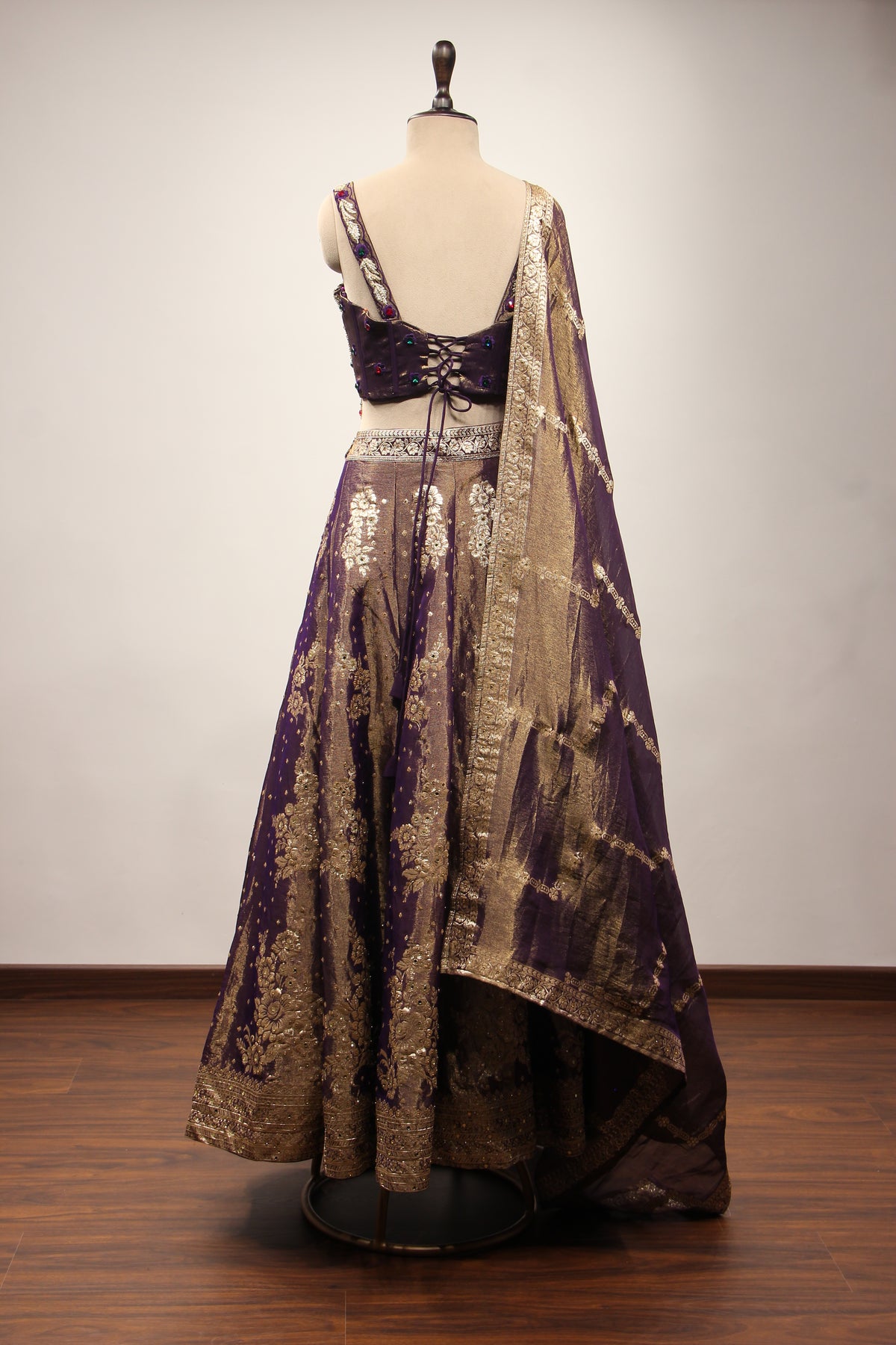 Tissue Lehenga with Stone & Zari Handwork Corset Blouse