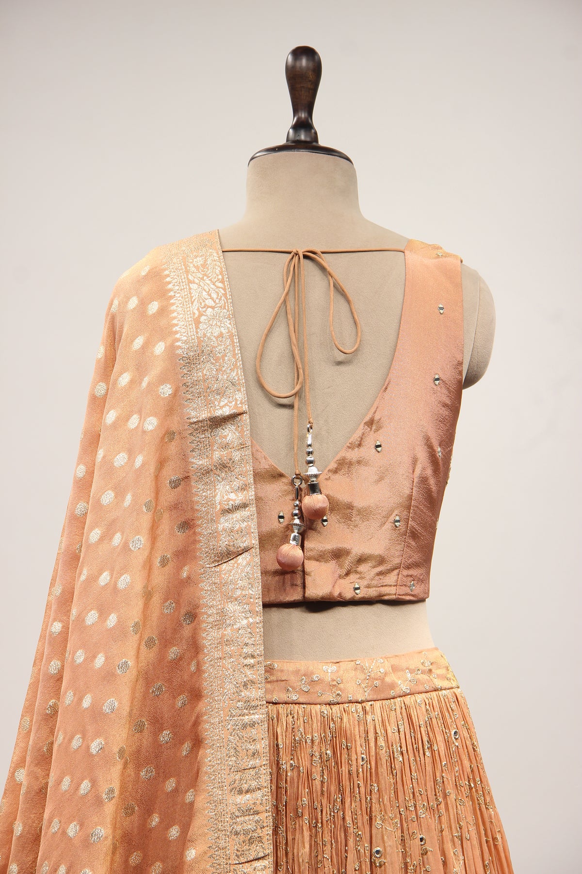 Ombre Tissue Lehenga with Resham & Mirror Handwork Crop Top