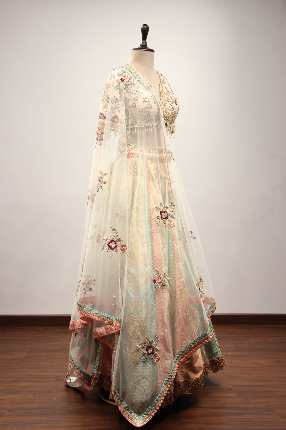 Banarsi Brocade Lehenga with Resham & Sequin Handwork Crop Top