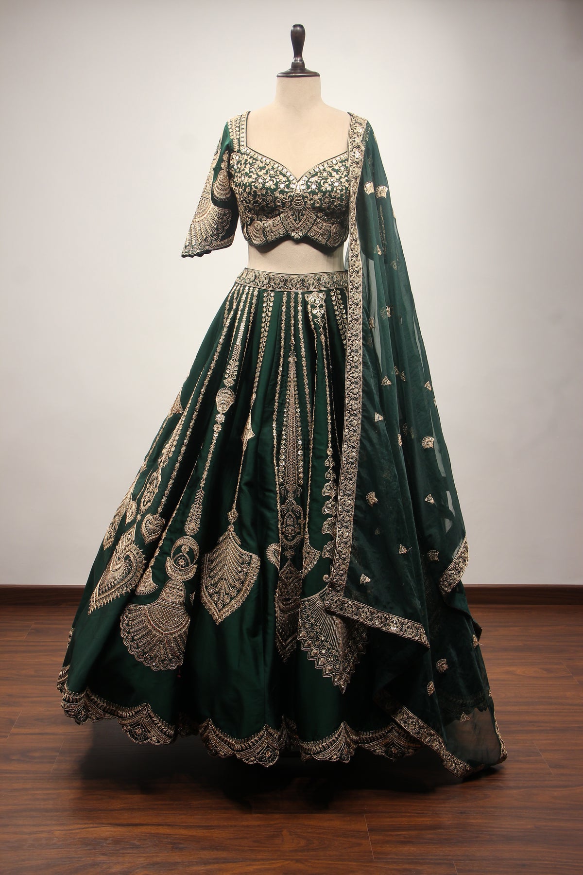 Silk Lehenga with Zari & Sequin Handwork and Crop Top