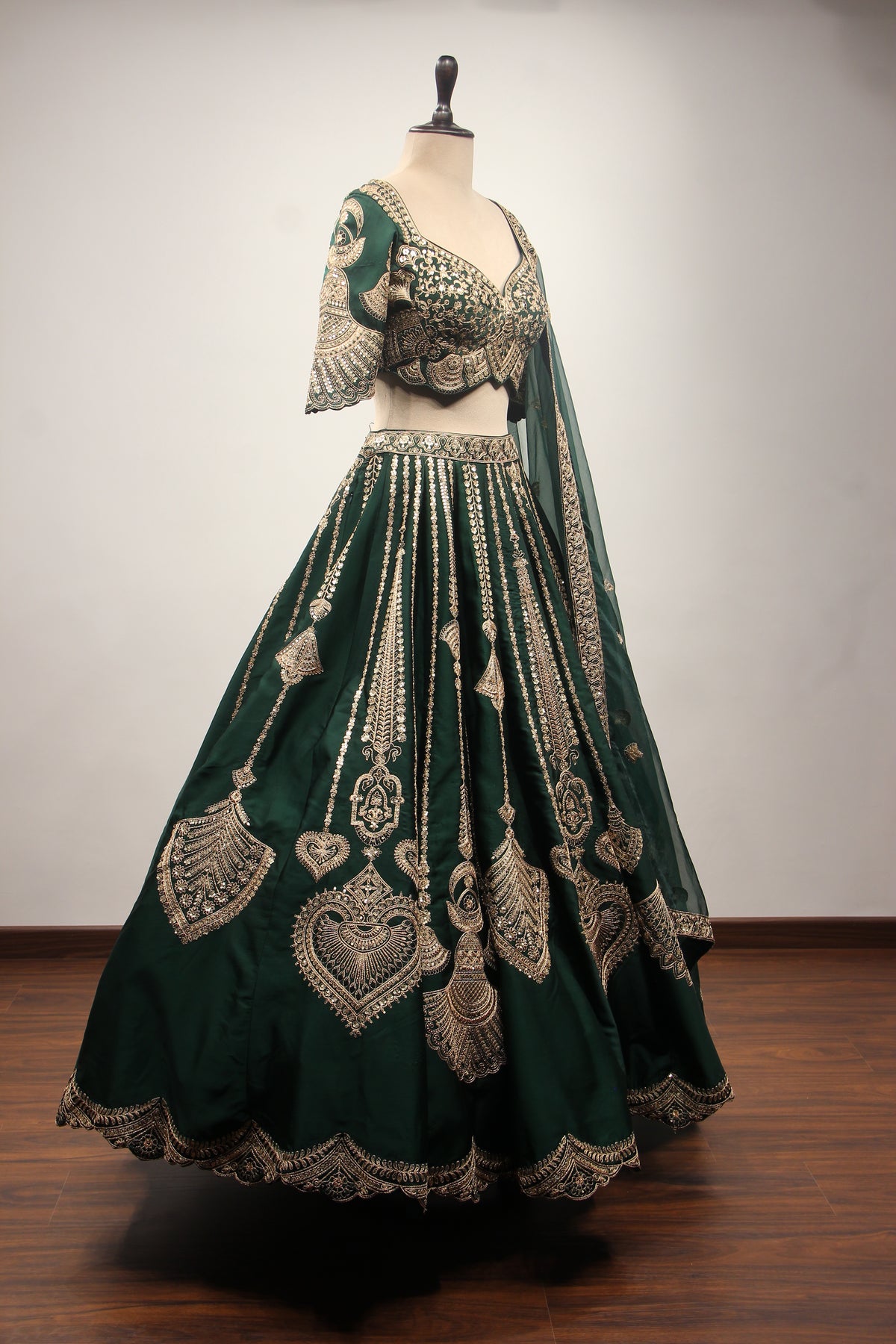 Silk Lehenga with Zari & Sequin Handwork and Crop Top