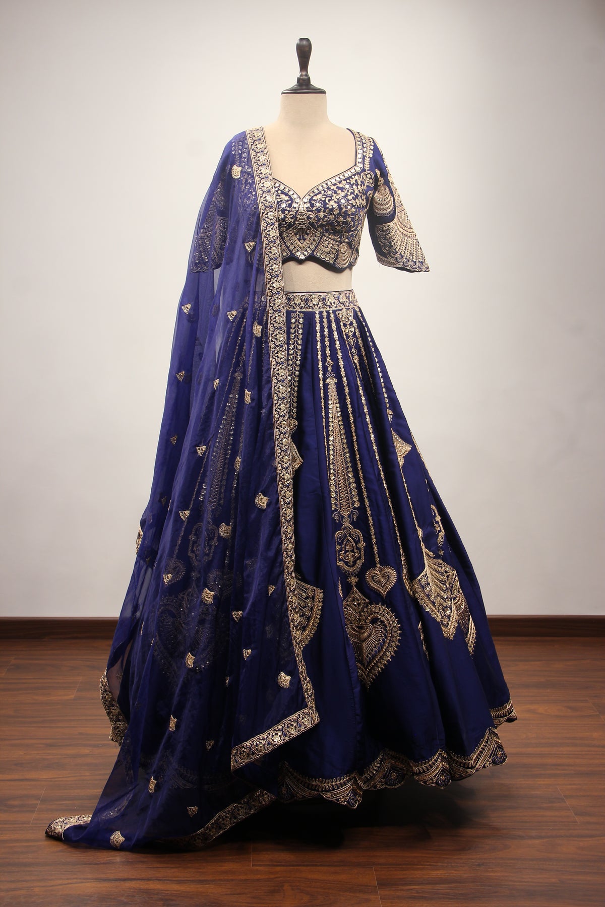 Silk Lehenga with Zari & Sequin Handwork and Crop Top