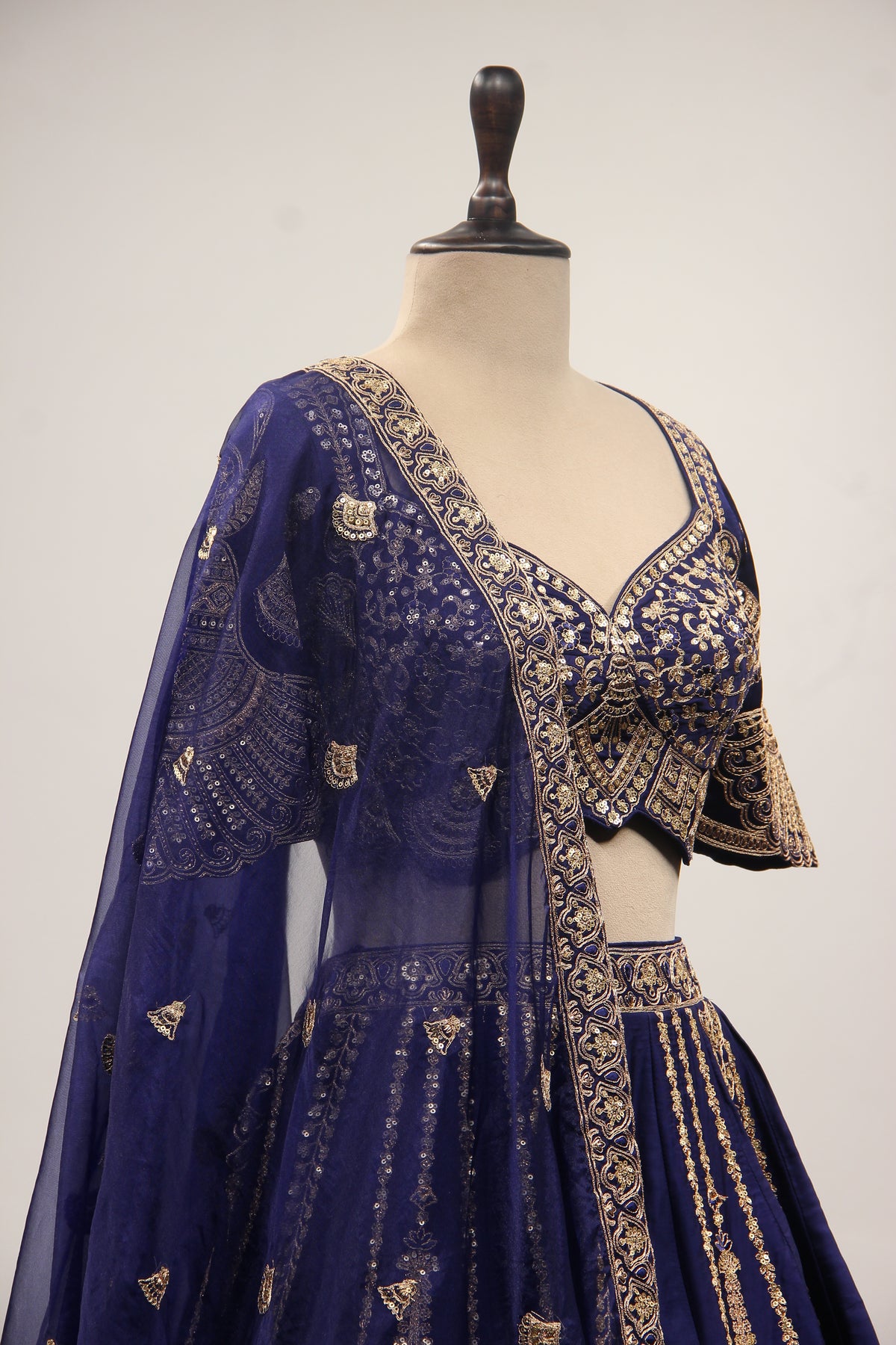 Silk Lehenga with Zari & Sequin Handwork and Crop Top
