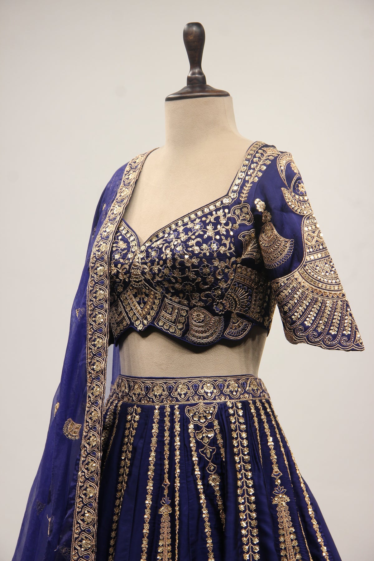 Silk Lehenga with Zari & Sequin Handwork and Crop Top