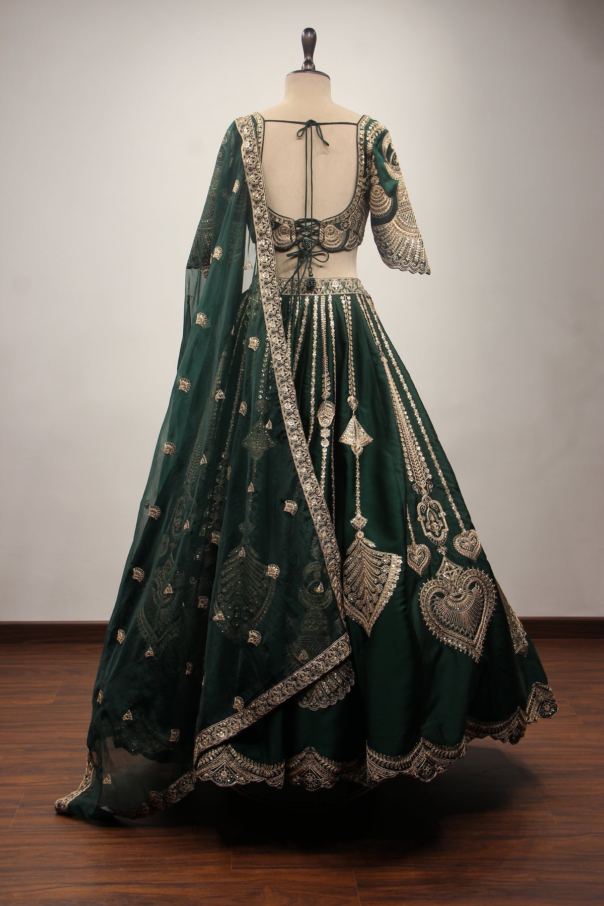 Silk Lehenga with Zari & Sequin Handwork and Crop Top
