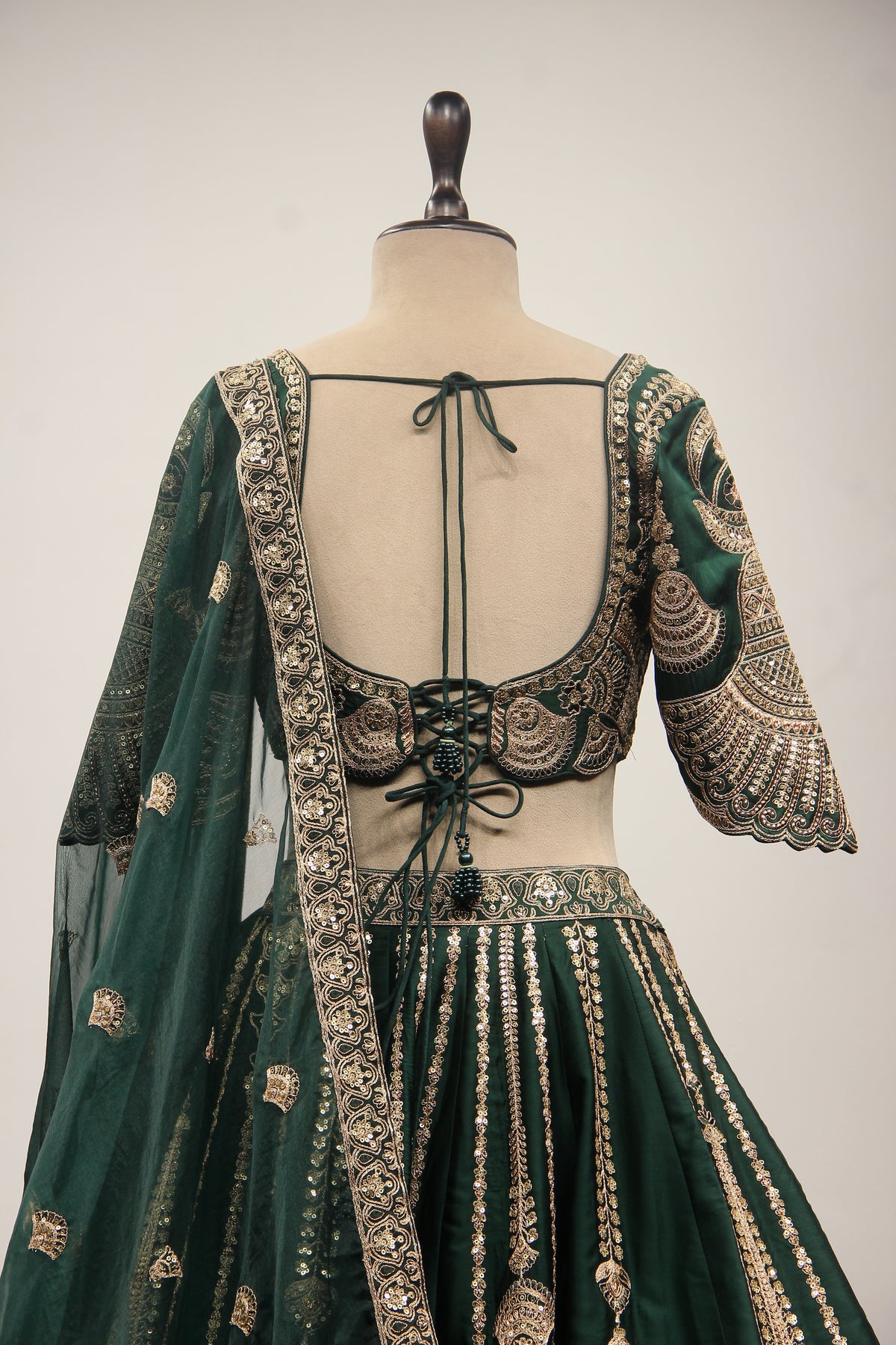 Silk Lehenga with Zari & Sequin Handwork and Crop Top