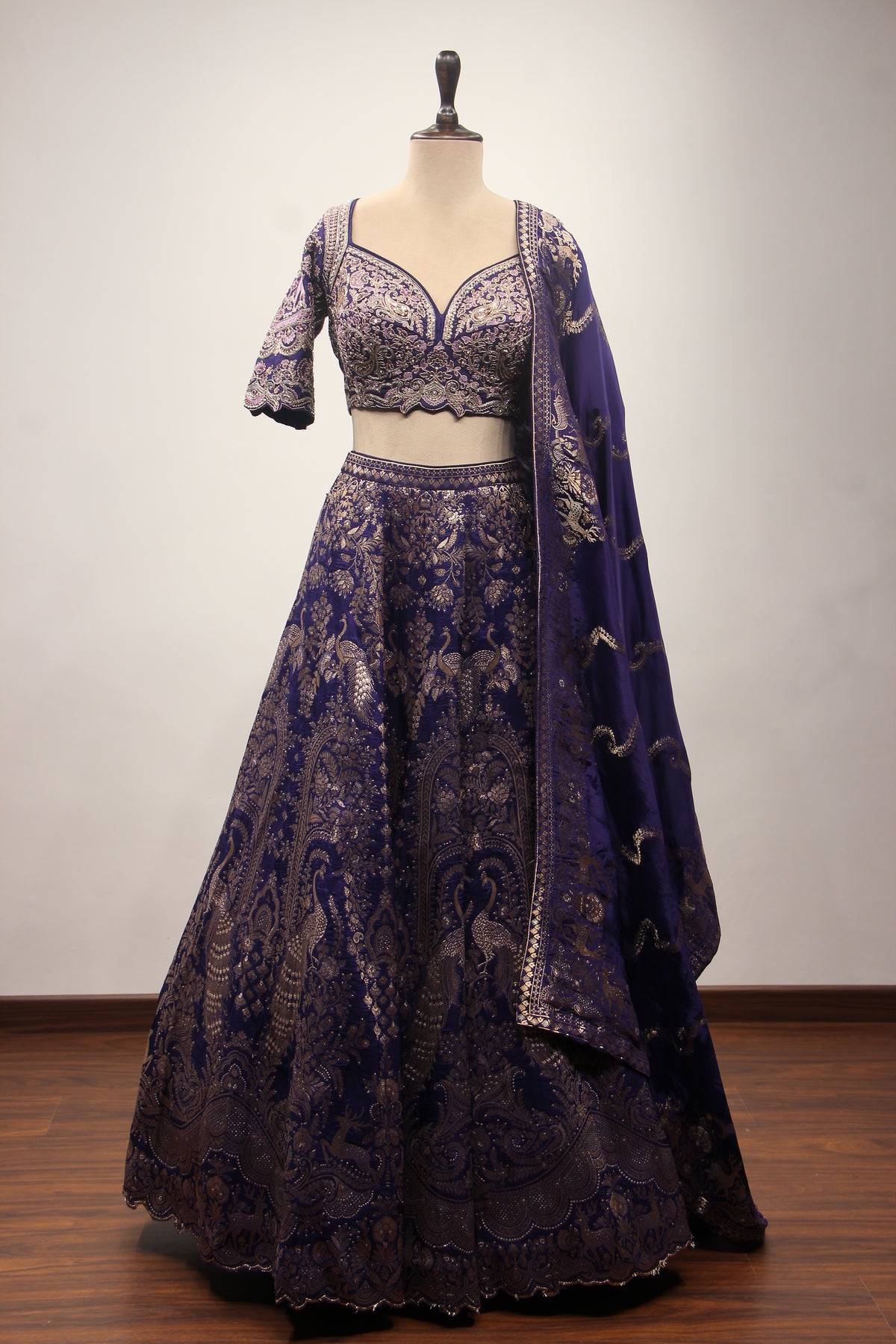 Purple Banarsi Brocade Lehenga with Resham & Cut Dana Handwork