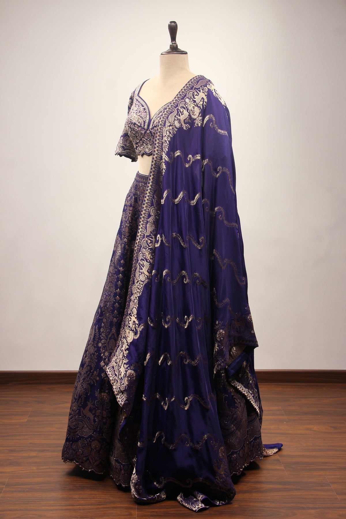 Purple Banarsi Brocade Lehenga with Resham & Cut Dana Handwork