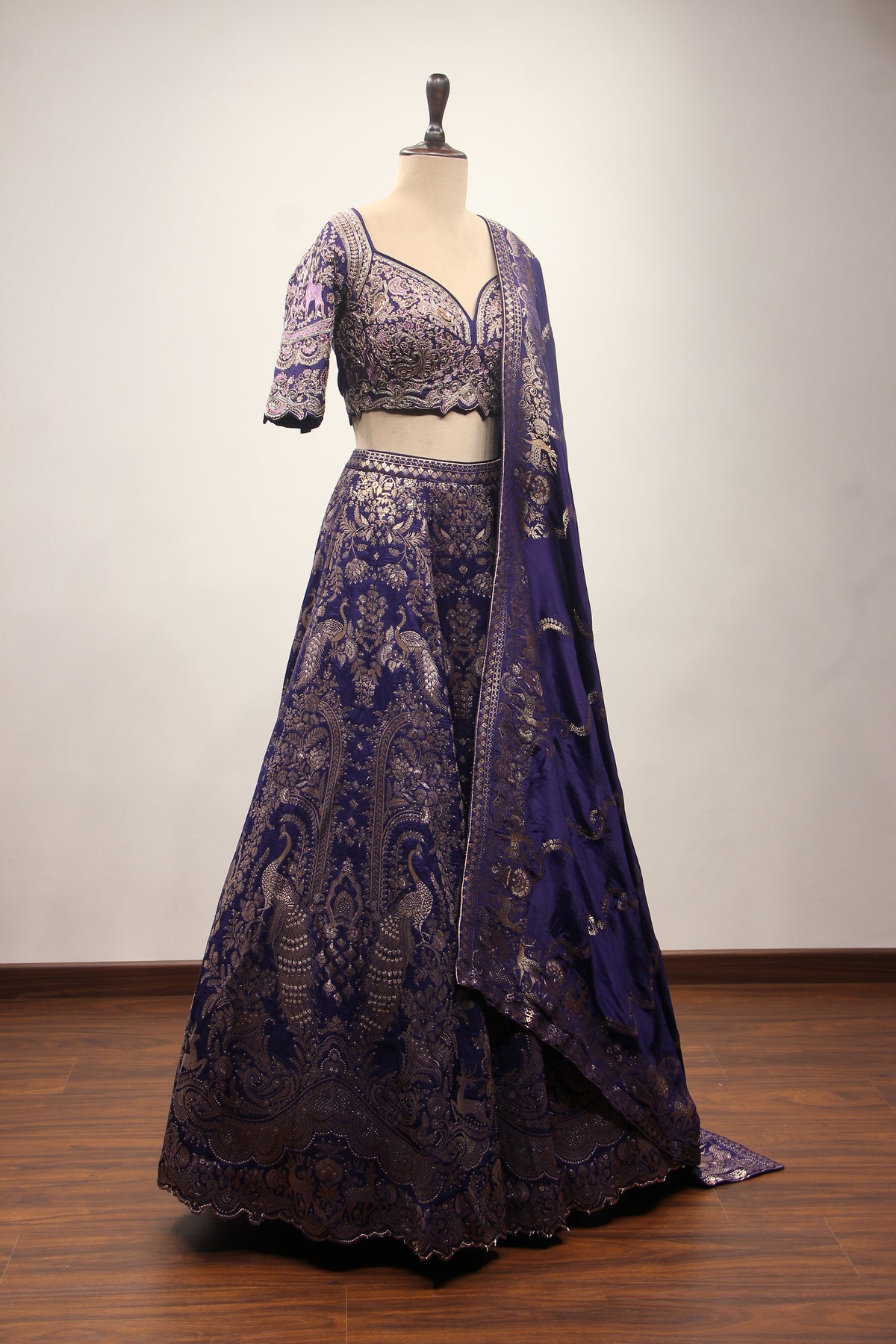 Purple Banarsi Brocade Lehenga with Resham & Cut Dana Handwork