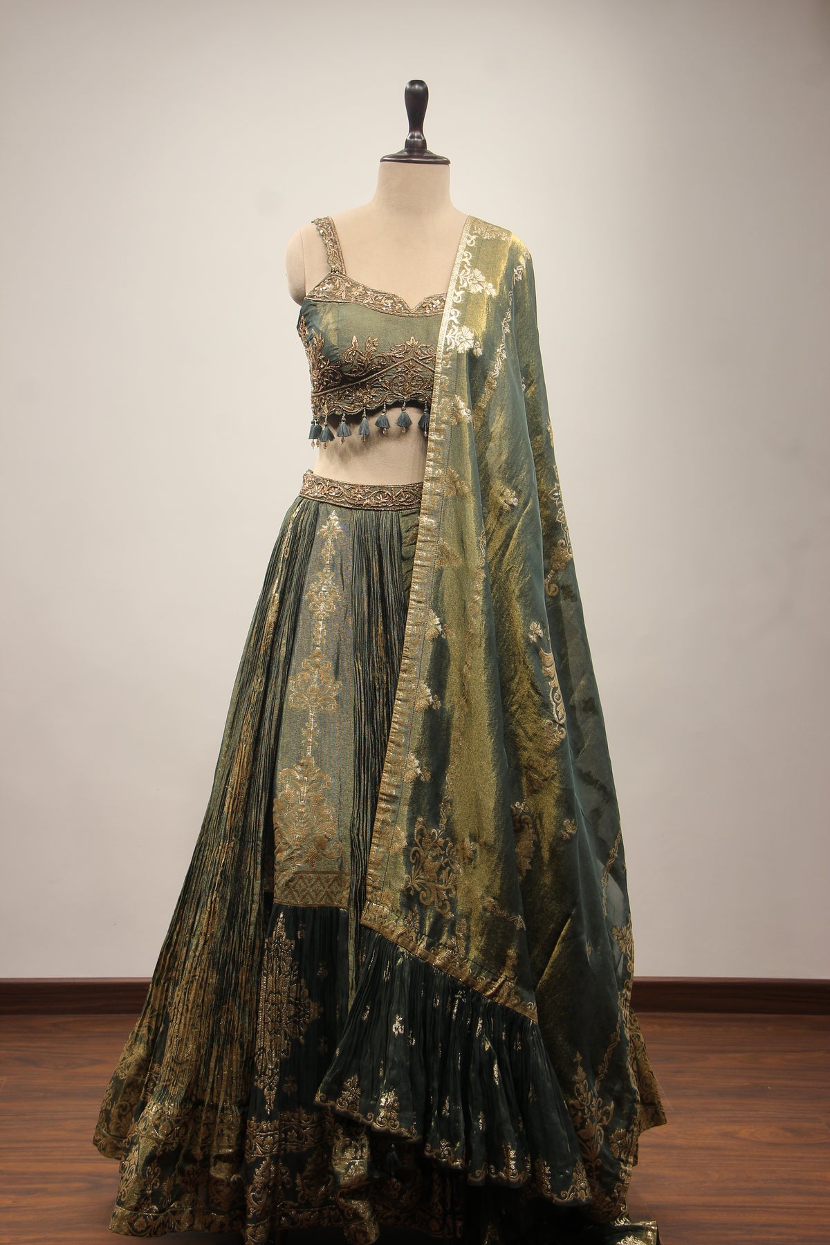 GREEN Tissue Crop Top with Resham and Sequin work by OOS — product image 1