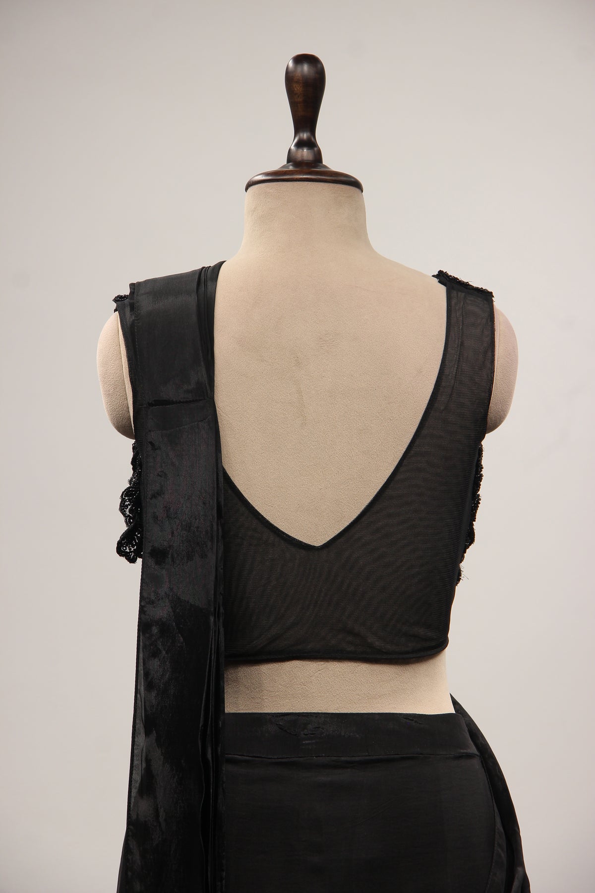 Crepe Black Drape Saree with Cut Dana & Sequin Handwork