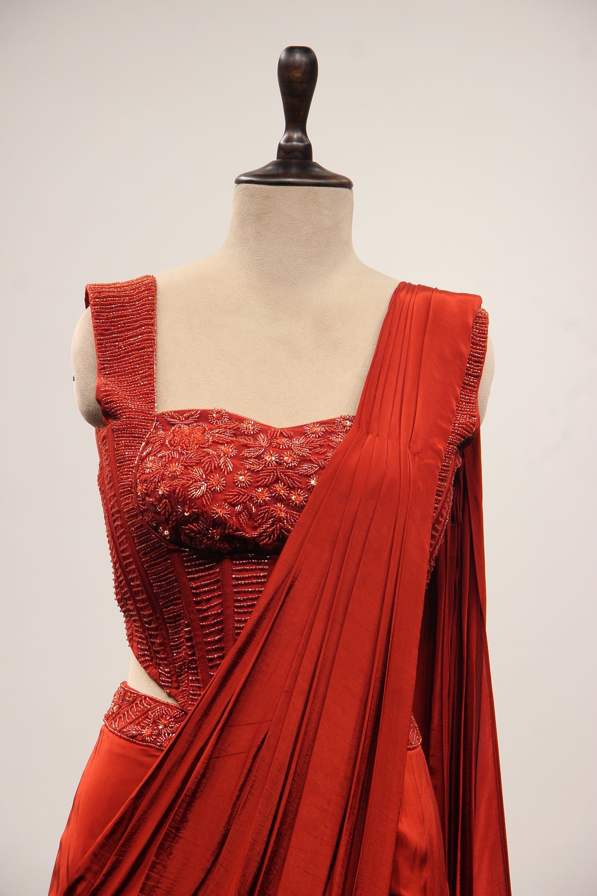 Crepe Ready-to-Wear Drape Saree with Cut Dana & Sequin Handwork