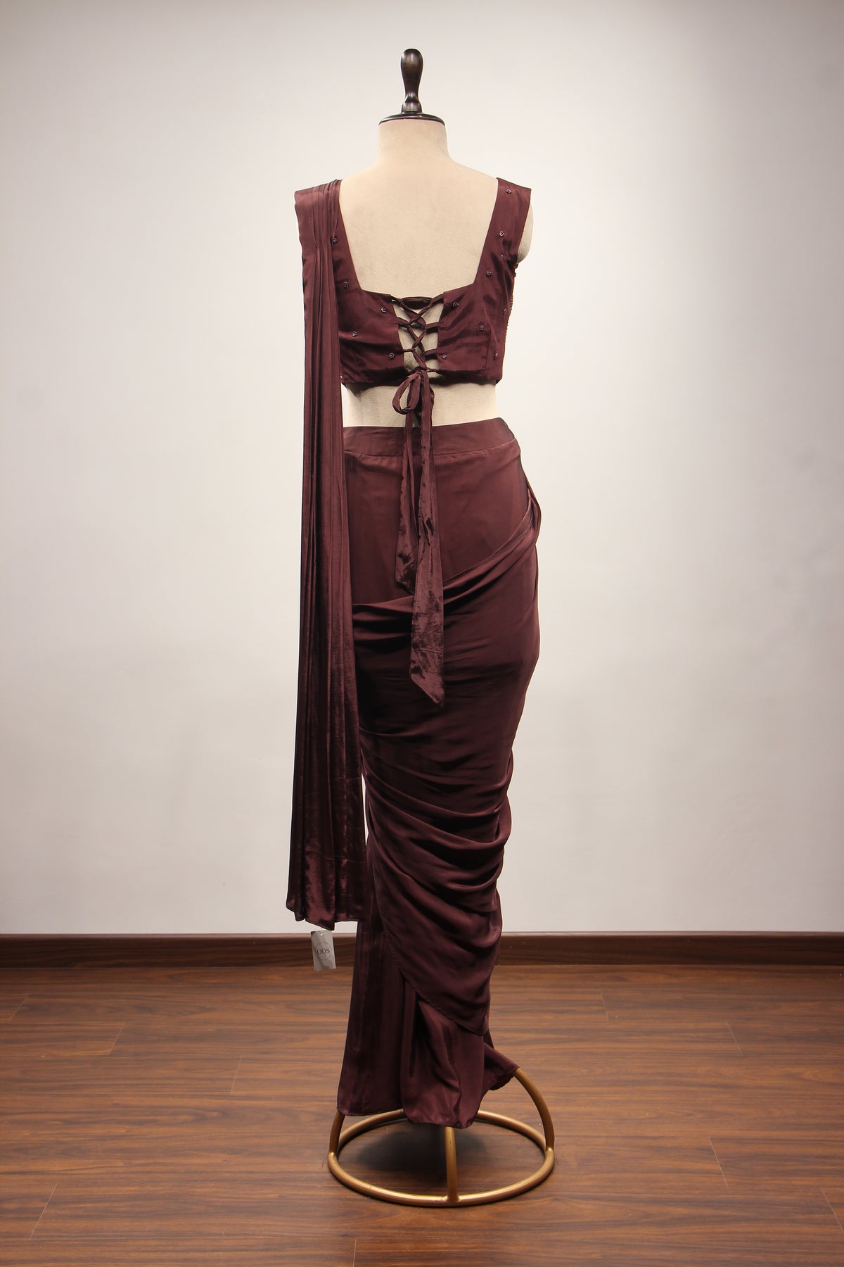 Crepe Ready-to-Wear Drape Saree with Cut Dana & Sequin Handwork