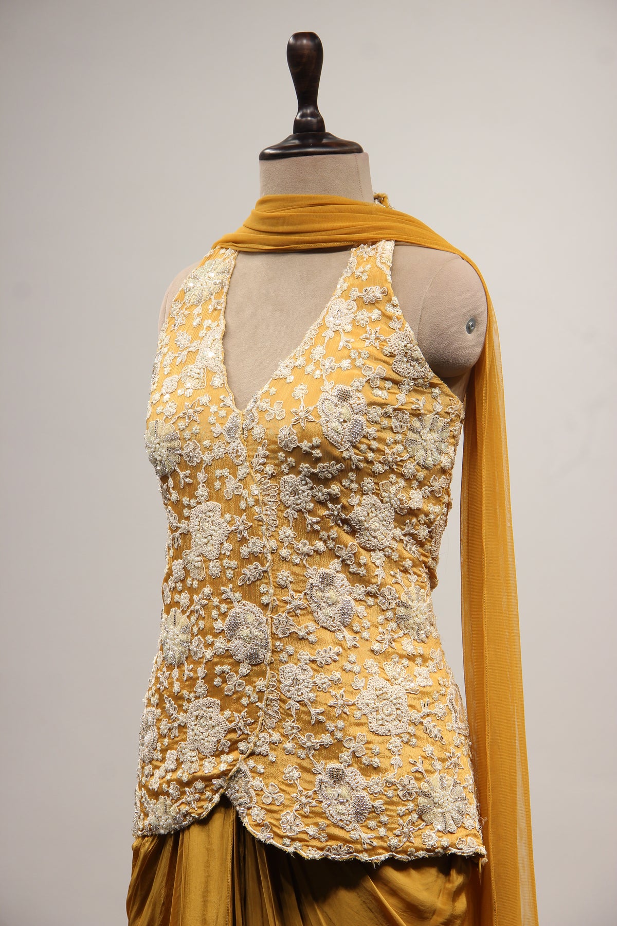 Crepe Halter Neck Indo Western with Sequin & Bead Handwork