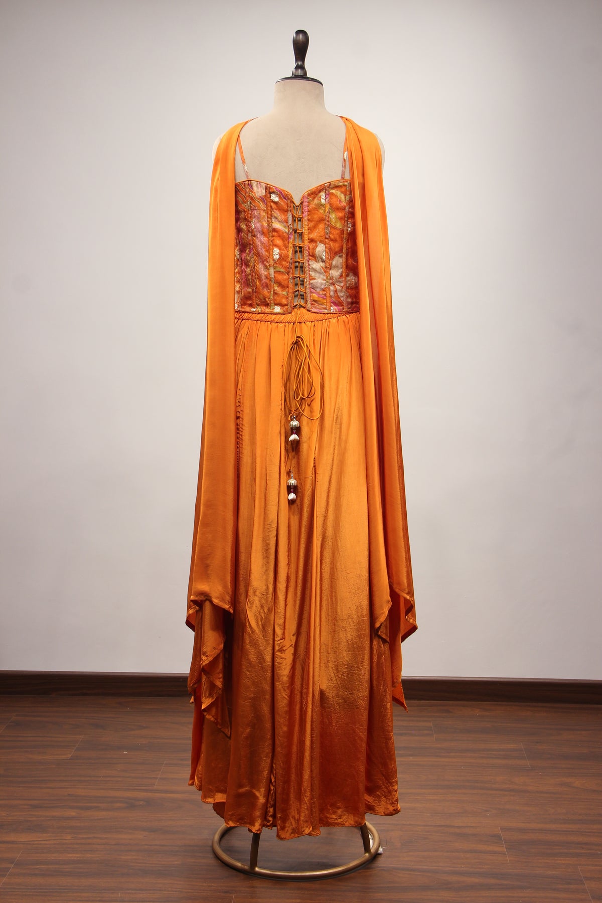 Georgette Rust Corset Blouse Set with Sequin & Cut Dana Handwork