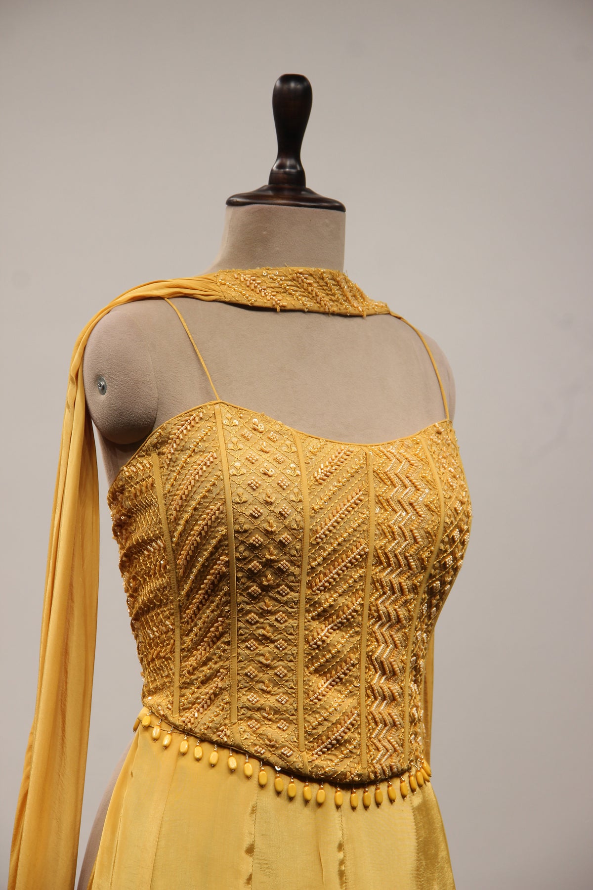 Crepe Corset Indo Western with Cut Dana & Resham Handwork