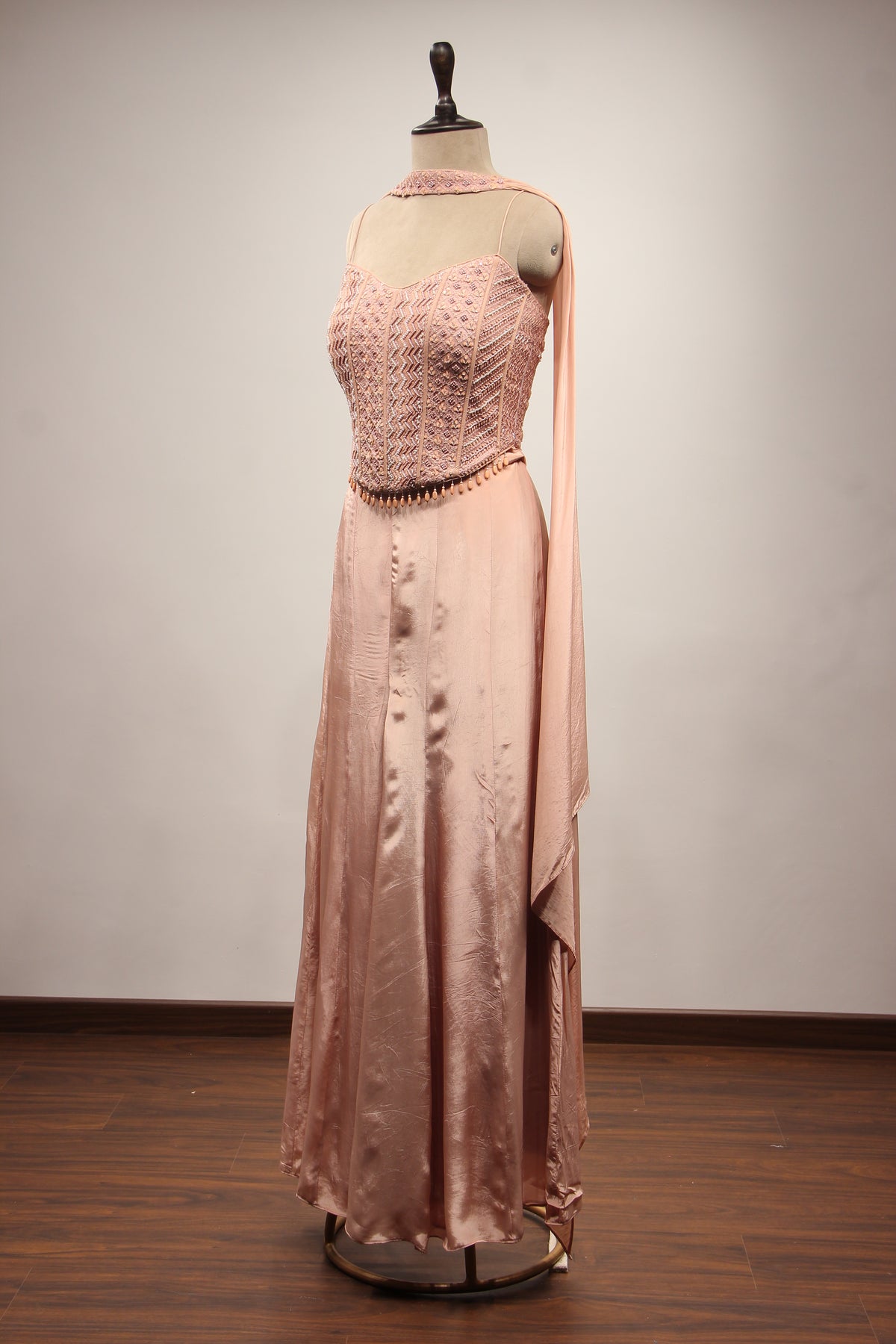 Crepe Corset Indo Western with Cut Dana & Resham Handwork