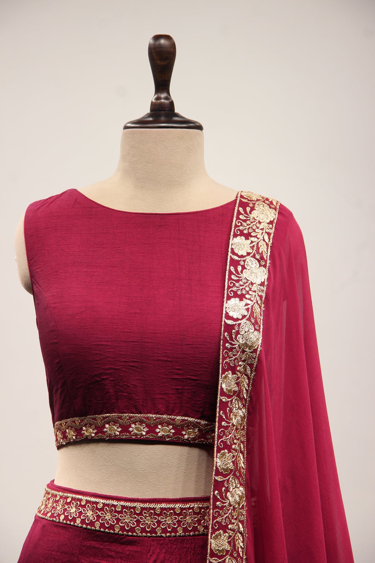 Z OLD MEHROON Dupion Crop Top with Sequin and Zari work by OOS — product image 2