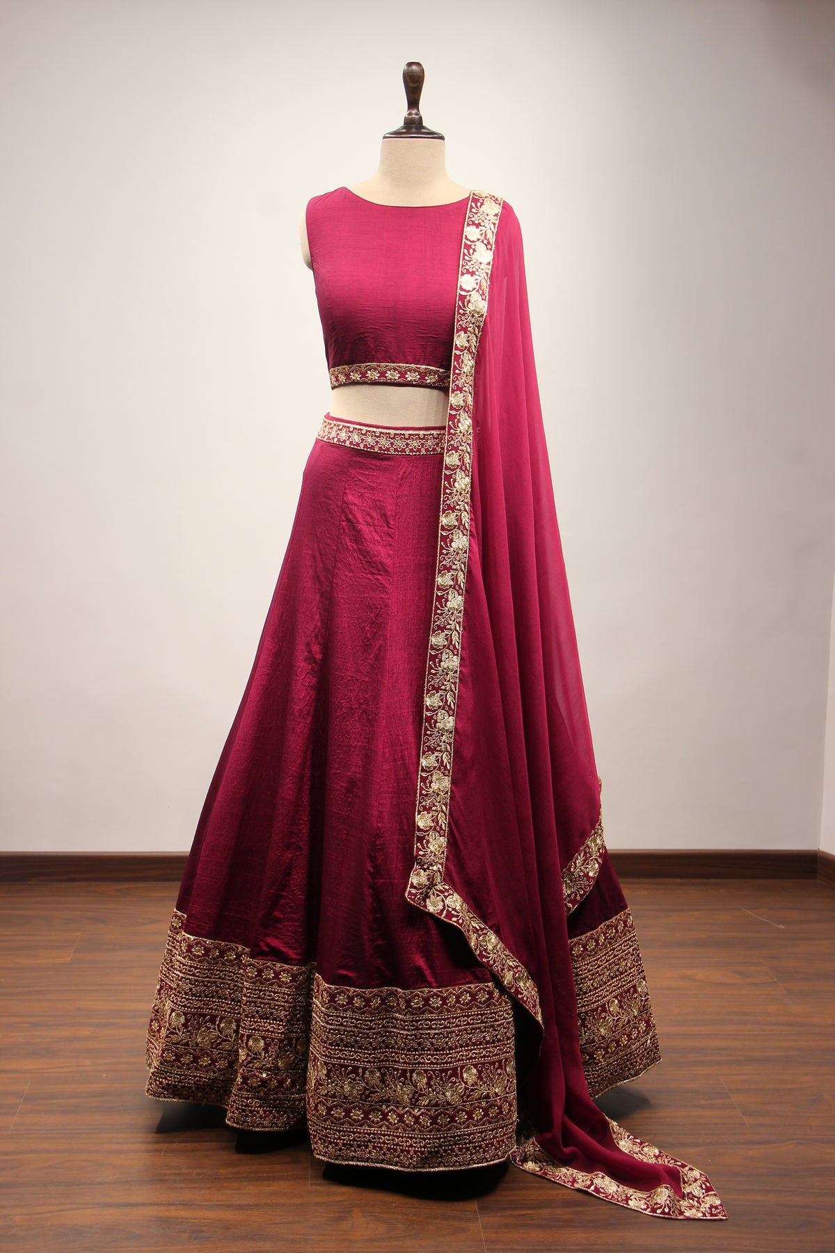 Z OLD MEHROON Dupion Crop Top with Sequin and Zari work by OOS — product image 1