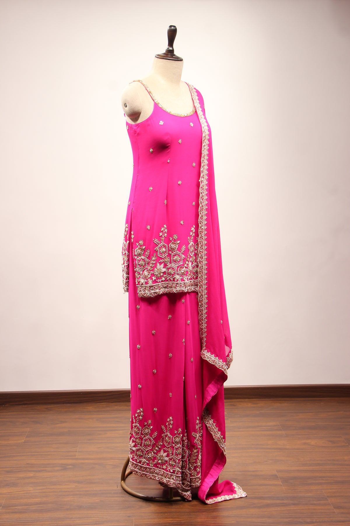 Rani Georgette Sharara Suit with Hand Embroidery & Bead Handwork – other side view