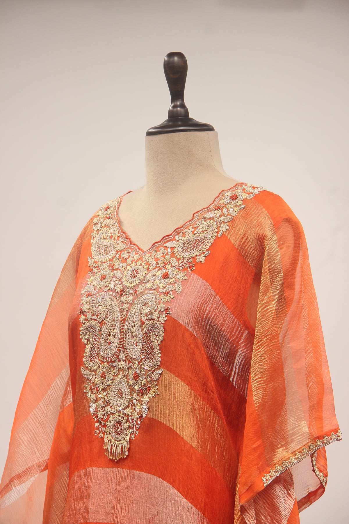 Orange Organza Suit with Gota Patti & Sequin Handwork Kaftan