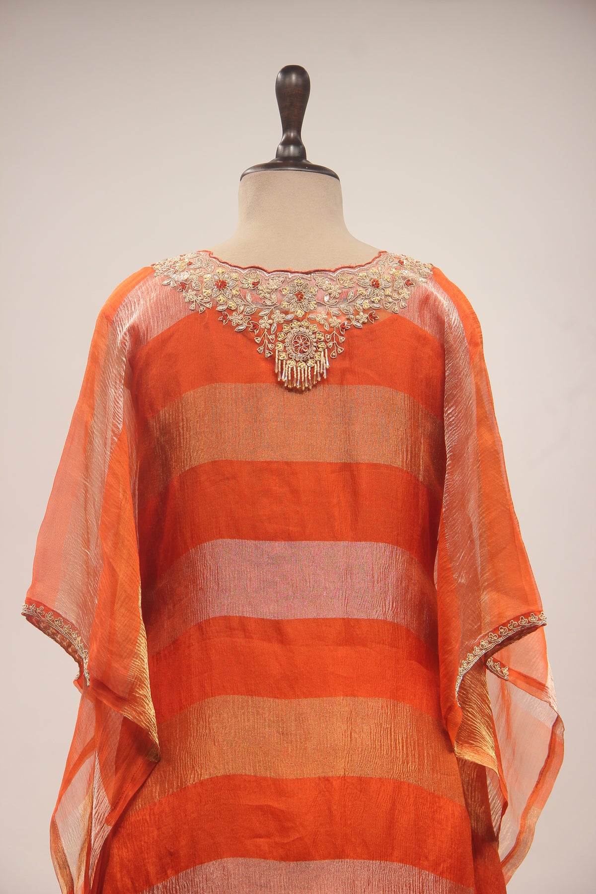 Orange Organza Suit with Gota Patti & Sequin Handwork Kaftan