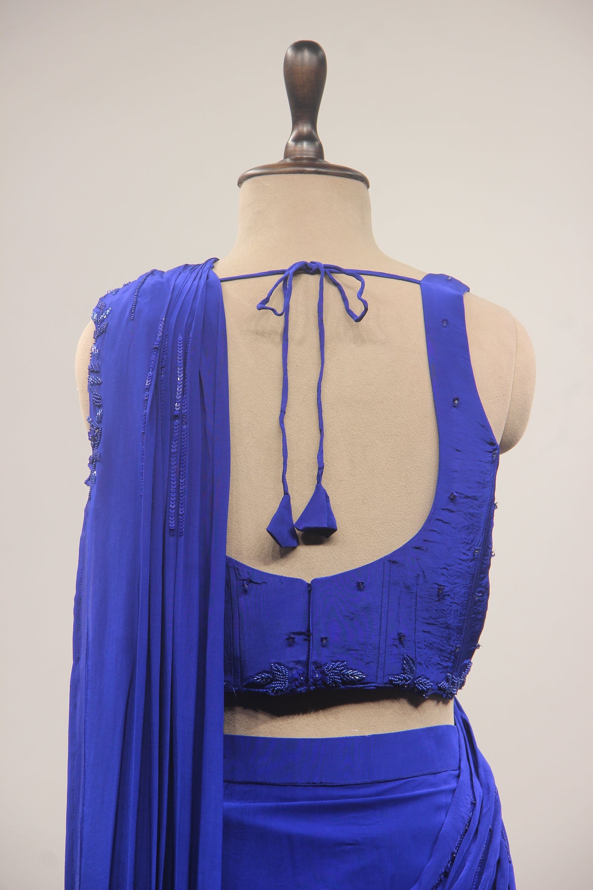 Crepe Drape Saree with Cut Dana & Bead Handwork and Corset Blouse