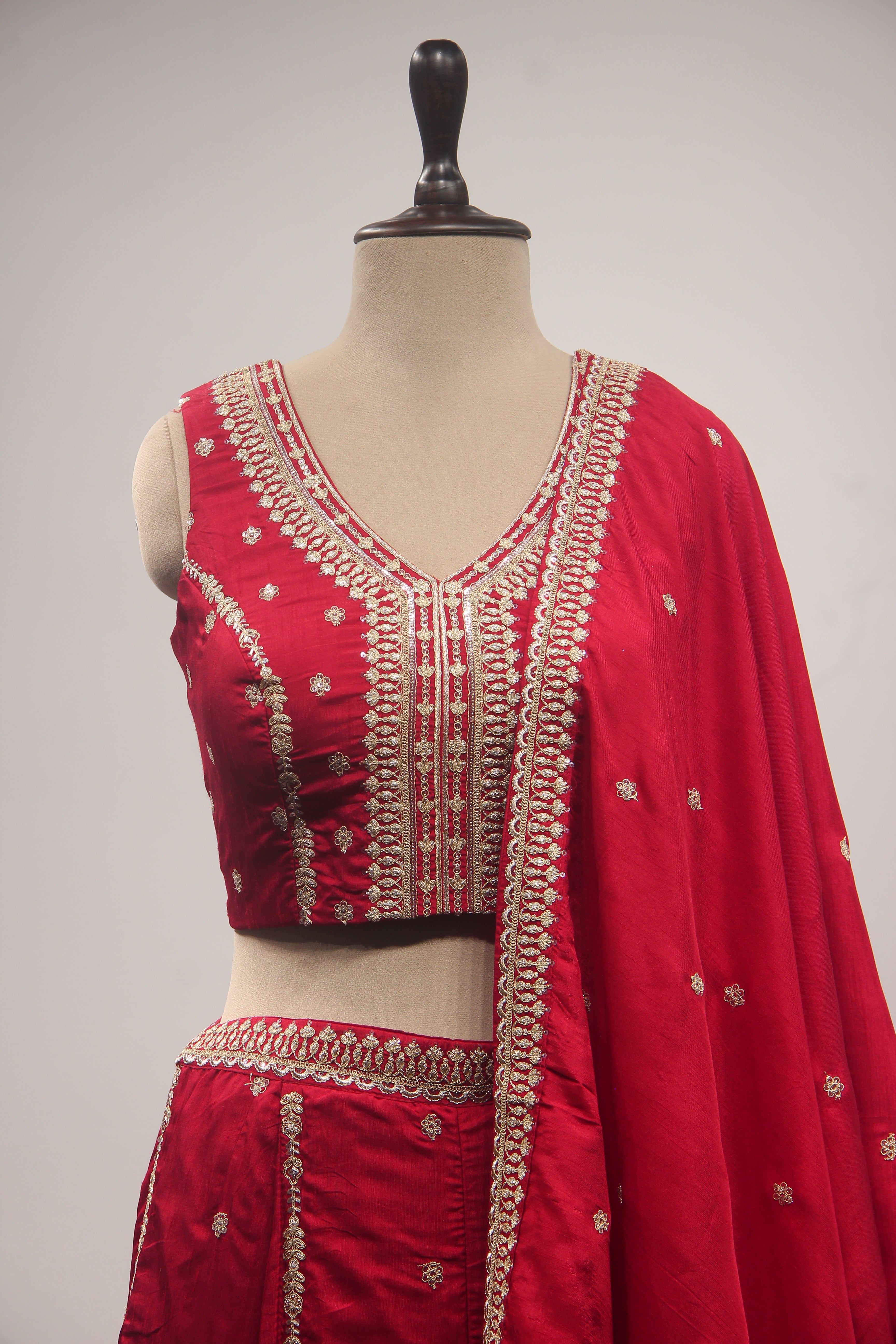 Maroon Crepe Indo-Western Palazzo with Zari Handwork