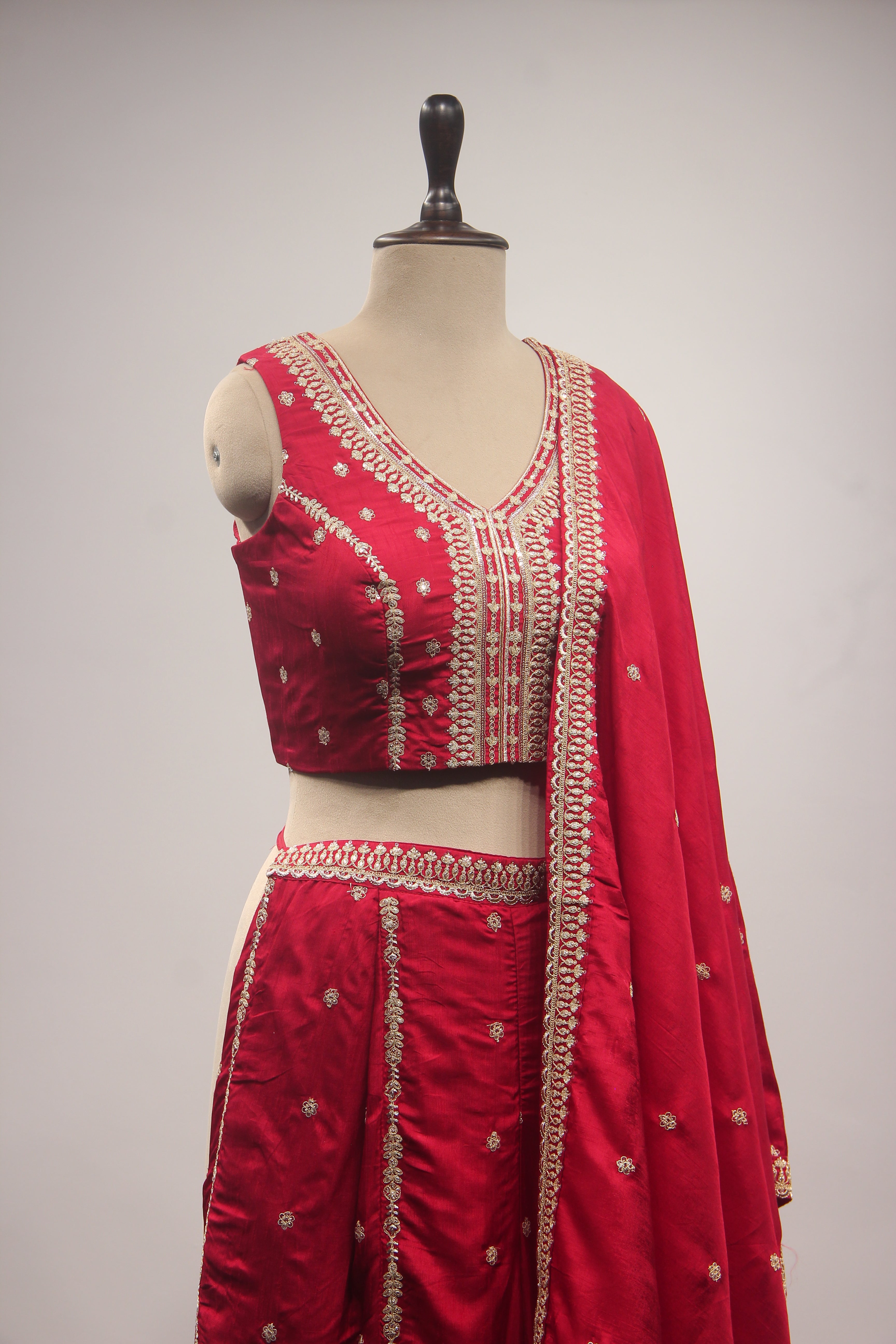 Maroon Crepe Indo-Western Palazzo with Zari Handwork