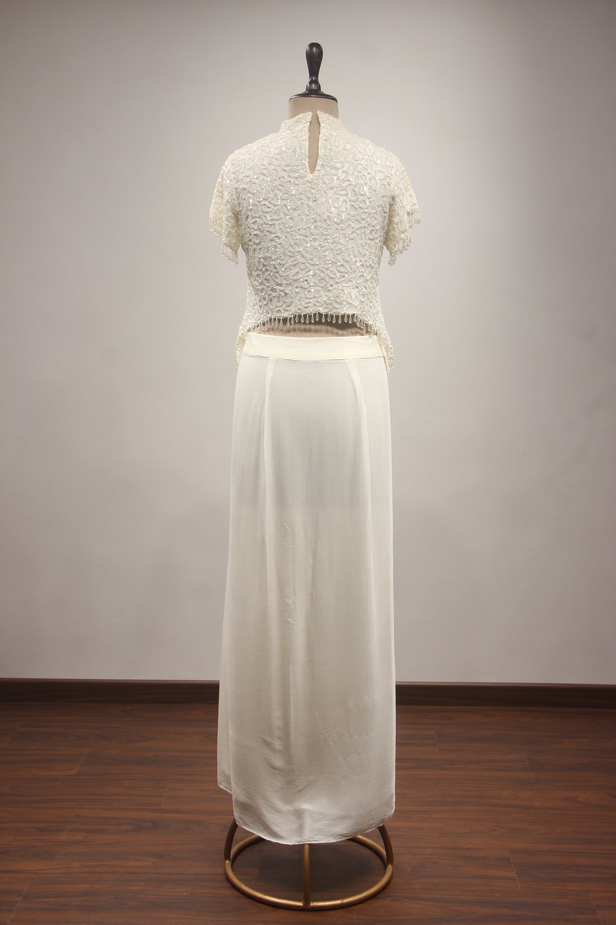 Crepe Indo-Western Drape Skirt with Bead & Sequin Handwork