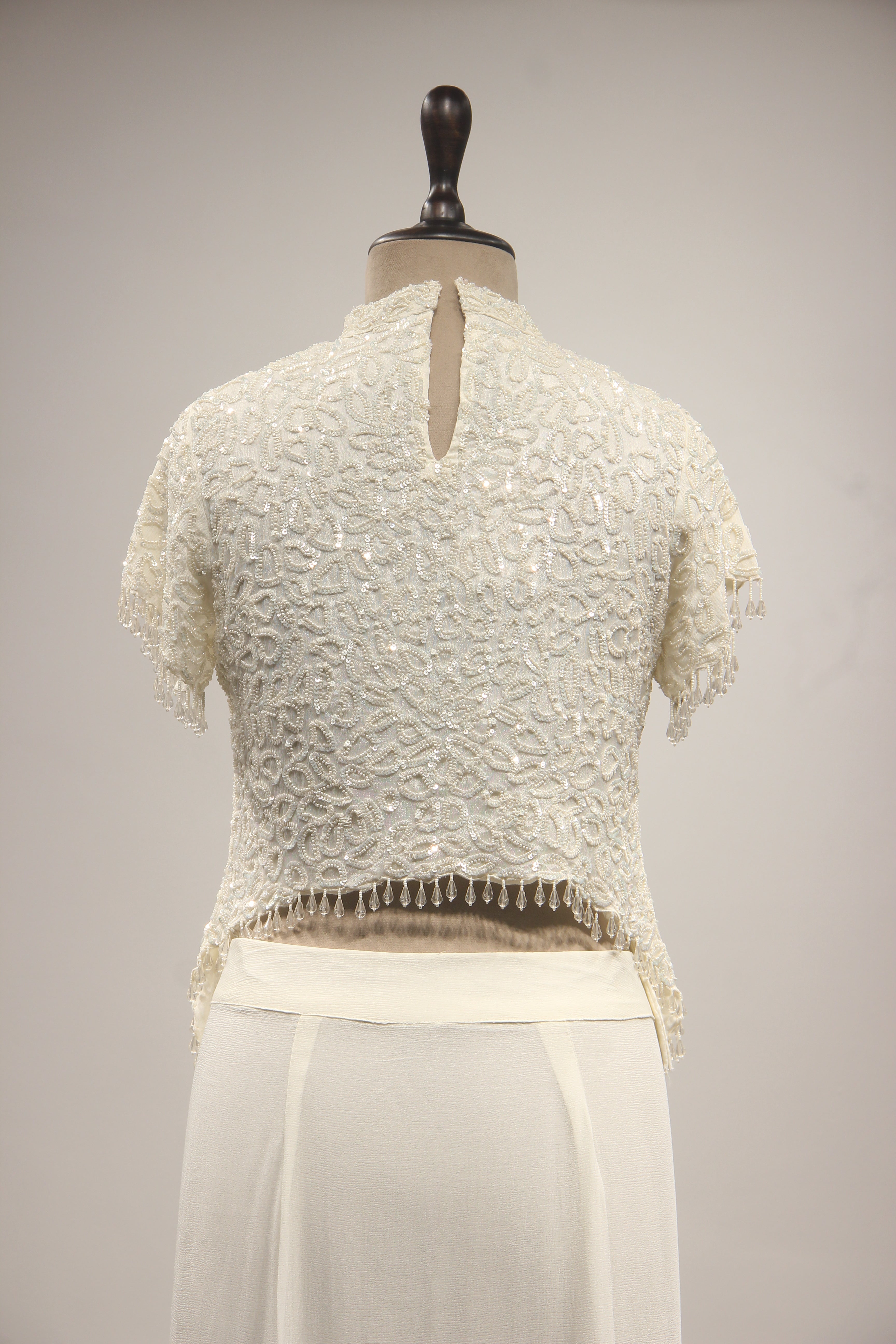 Crepe Indo-Western Drape Skirt with Bead & Sequin Handwork