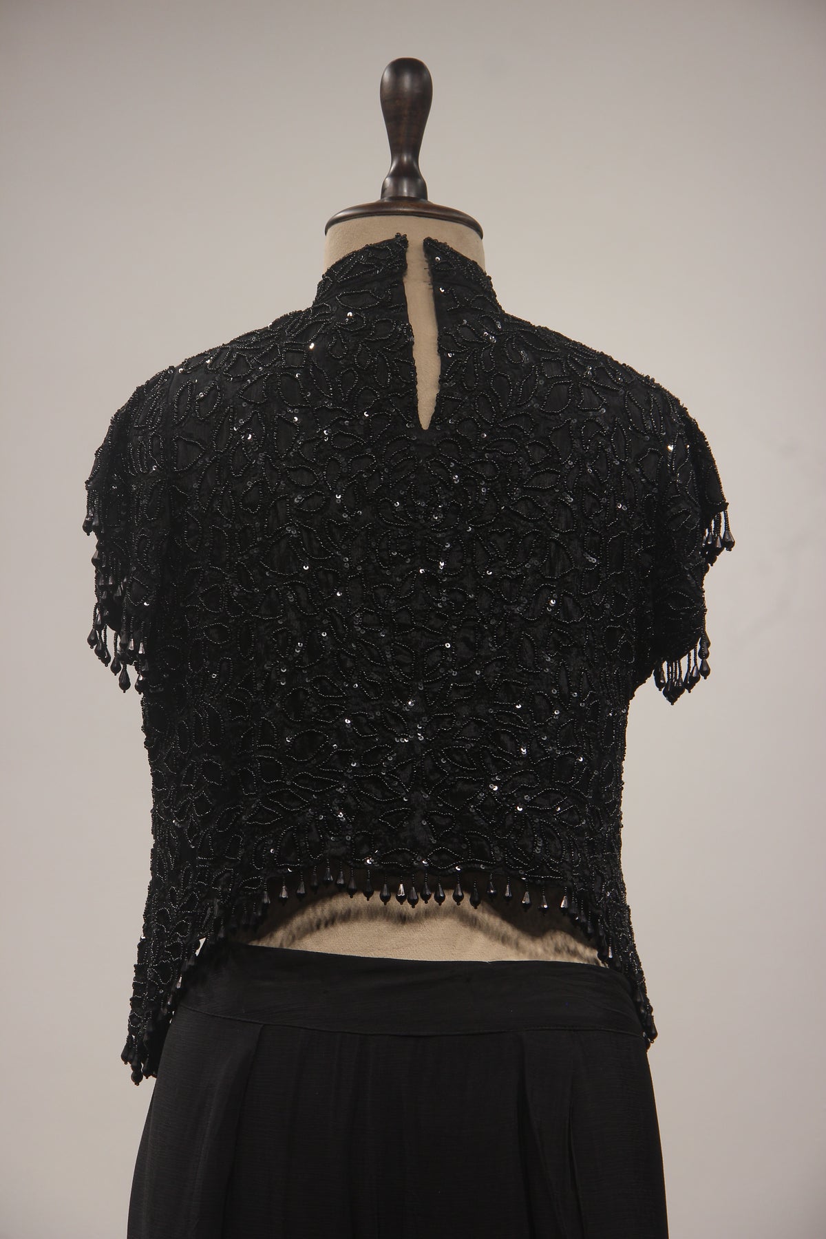 Crepe Indo-Western Drape Skirt with Bead & Sequin Handwork