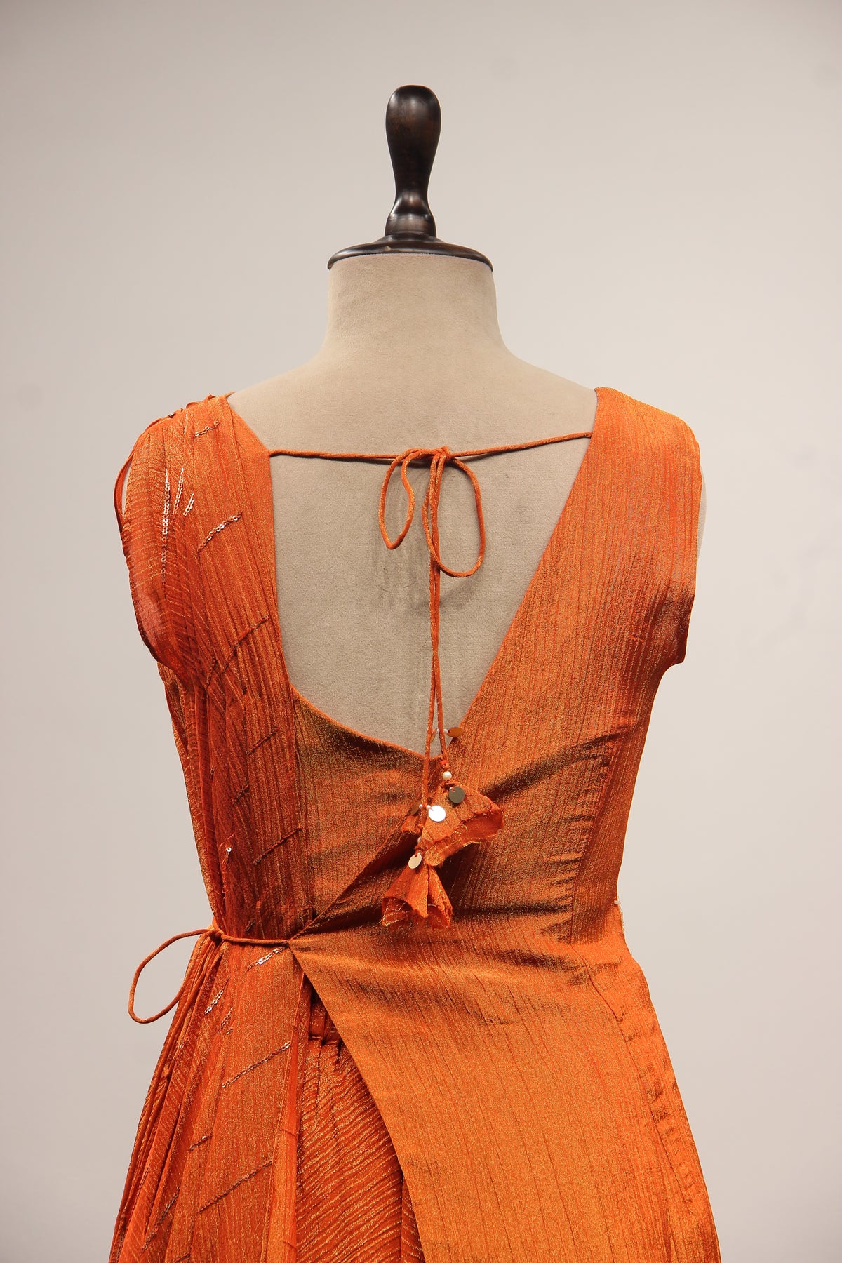 Tissue Rust Palazzo Indo Western with Cut Dana & Sequin Handwork