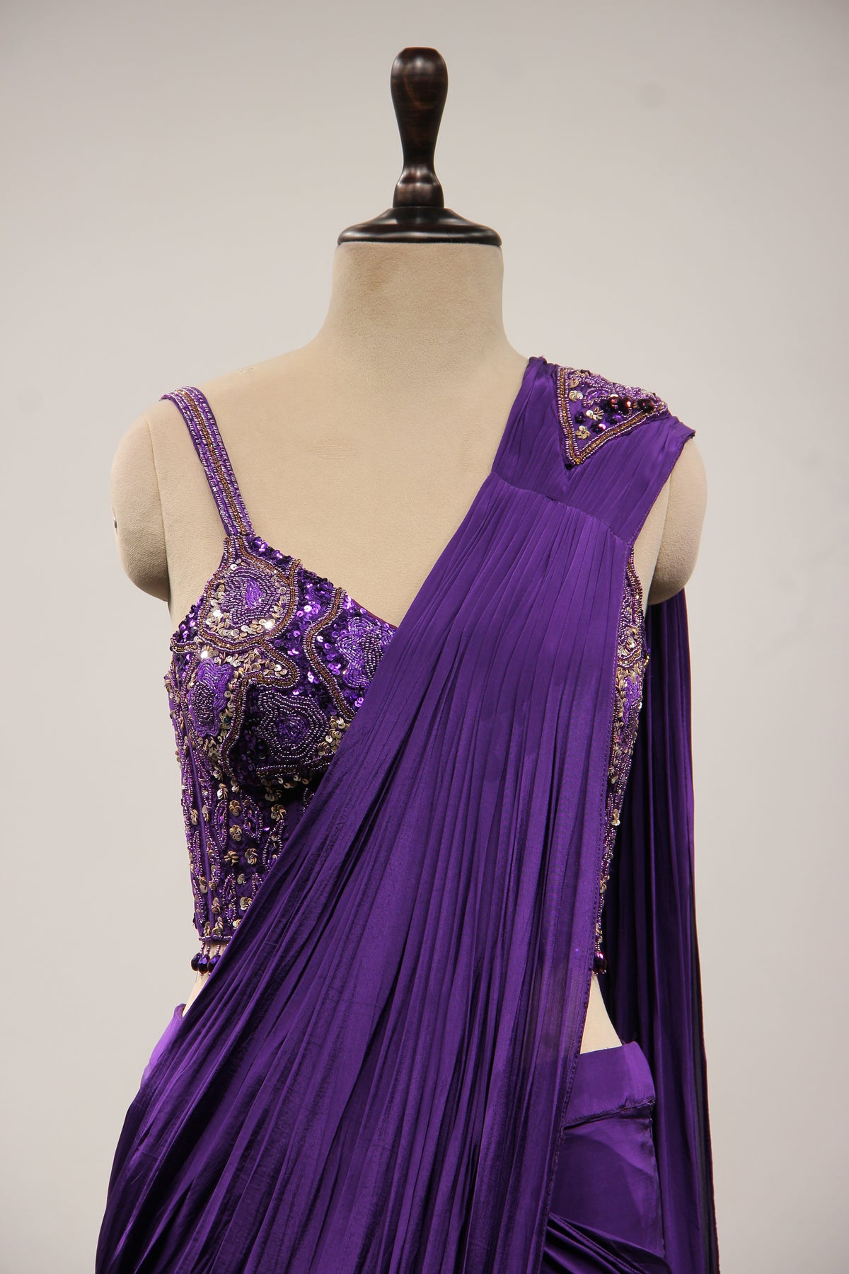 Crepe Drape Saree with Cut Dana & Sequin Handwork and Net Corset