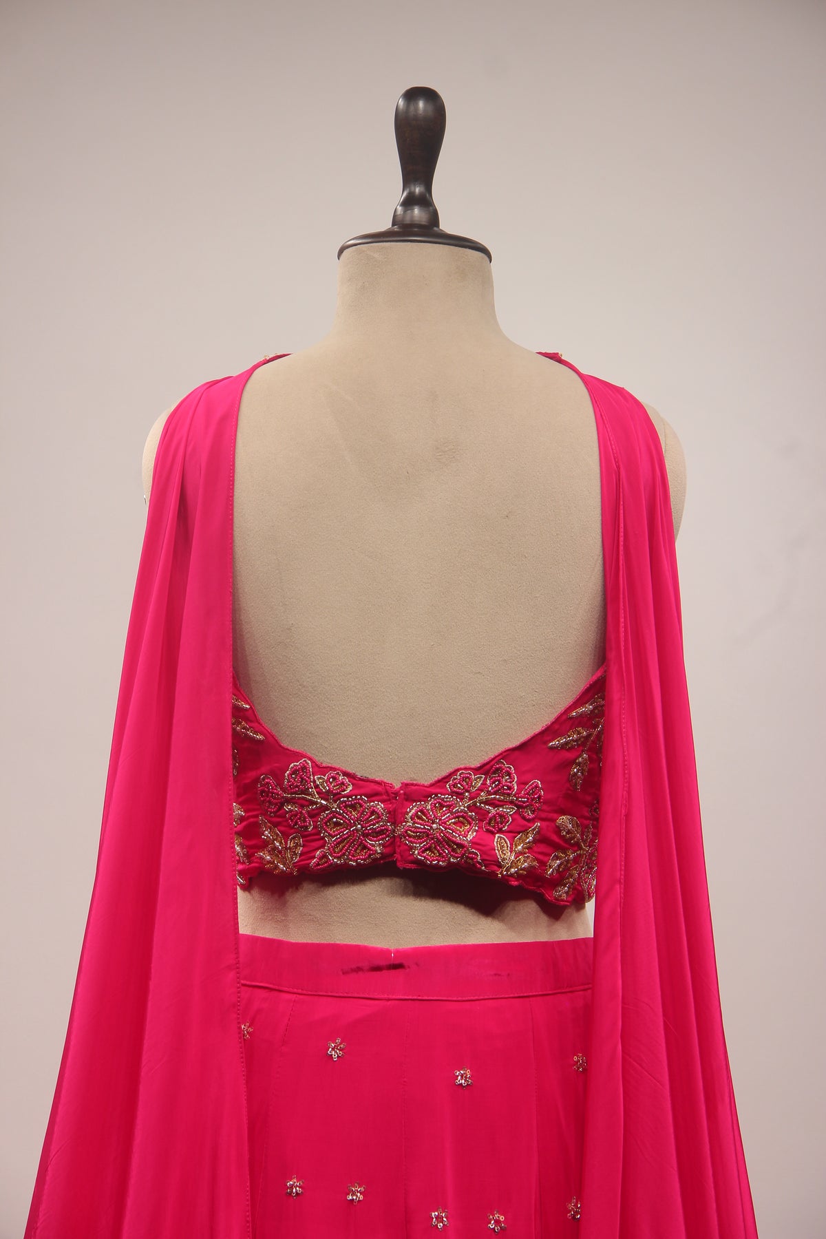 Crepe Lehenga with Zari & Zardozi Handwork Crop Top and Dupatta