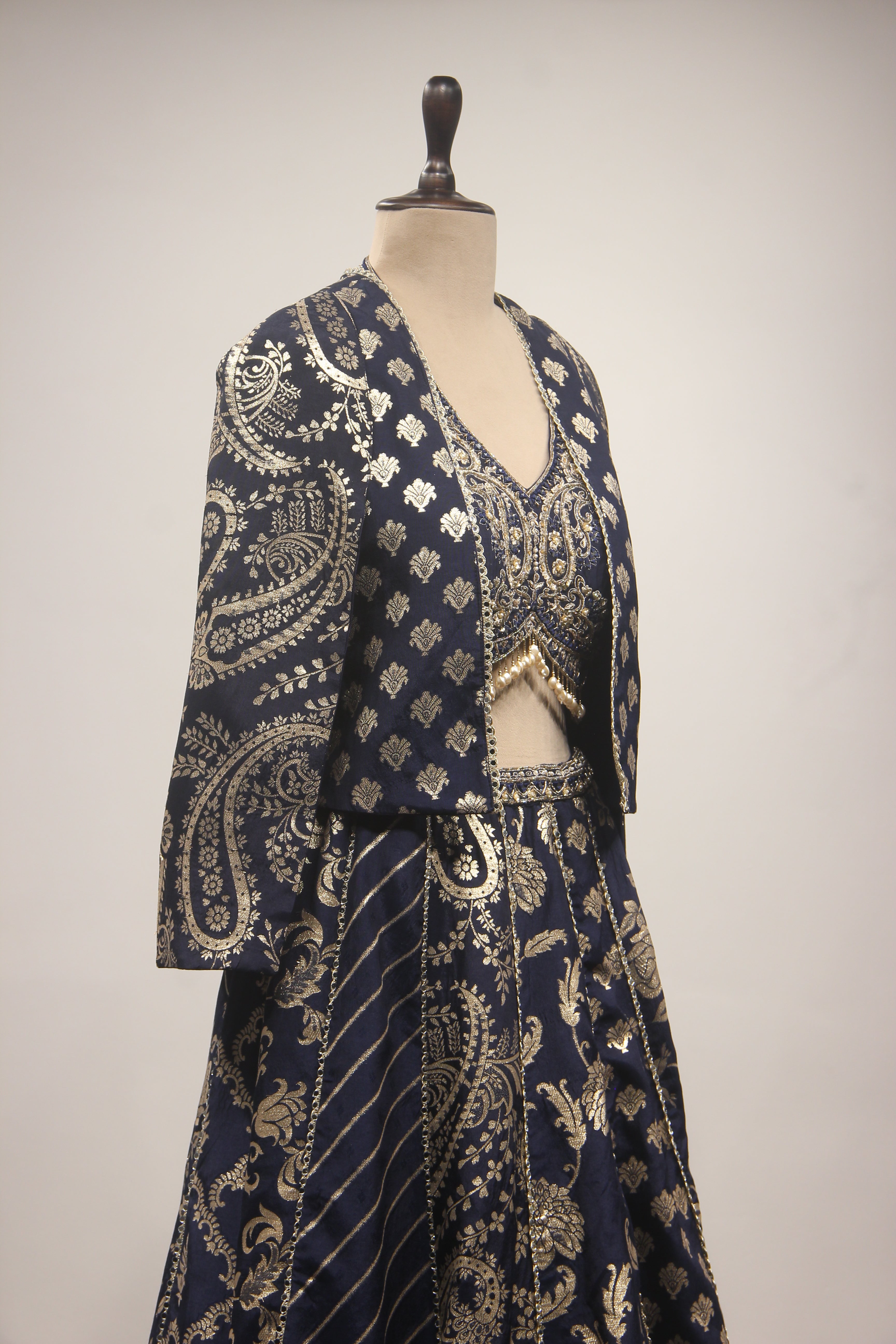 Banarasi Brocade Lehenga with Handwork & Cut Dana Jacket