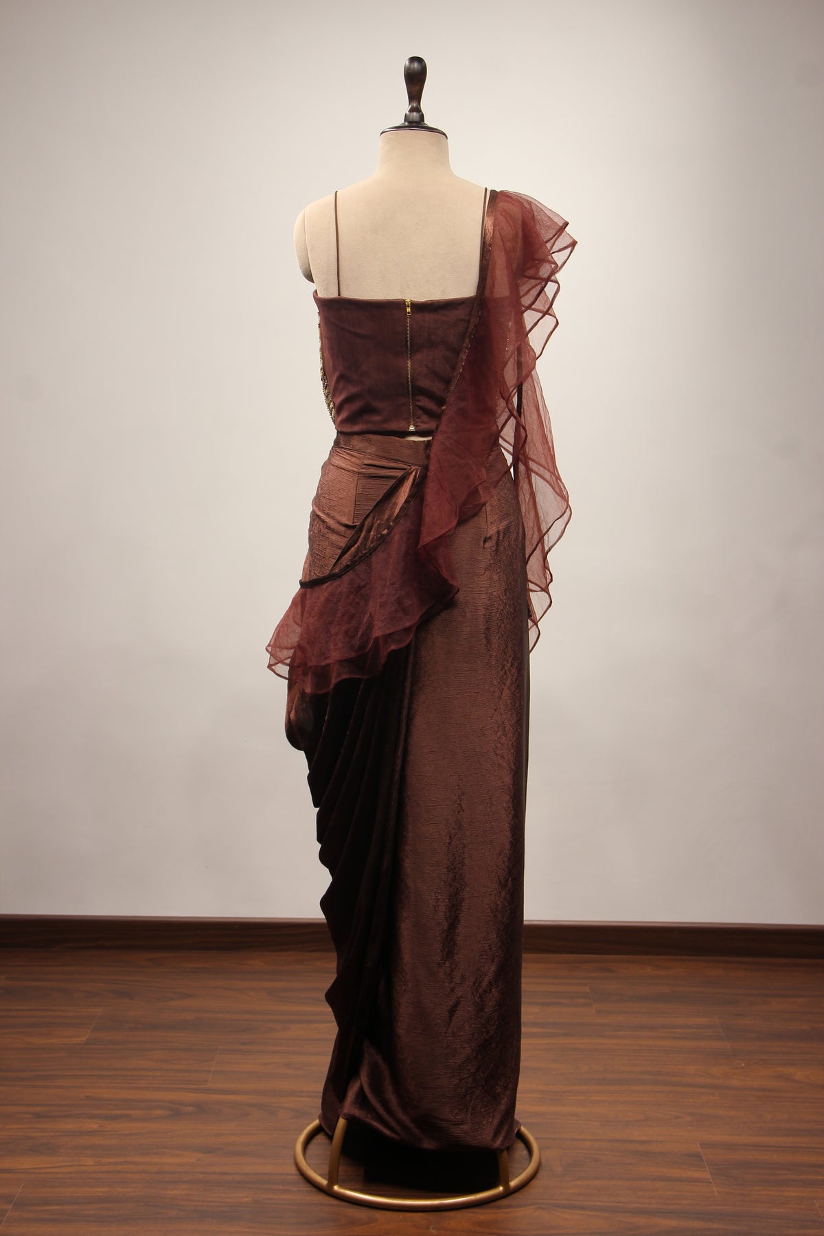 Imported Indo Western Cowl Skirt with Bead & Cut Dana Handwork