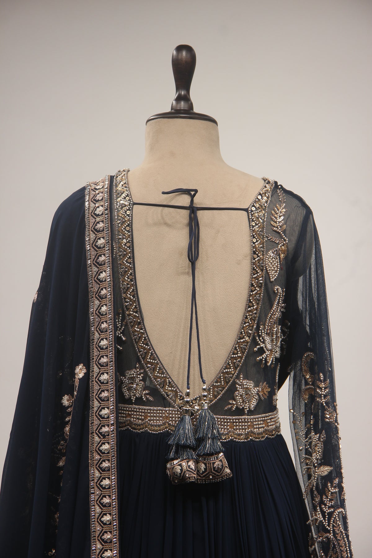 Hand-Embroidered Georgette Floor-Length Anarkali Gown with Bead & Sequin Work