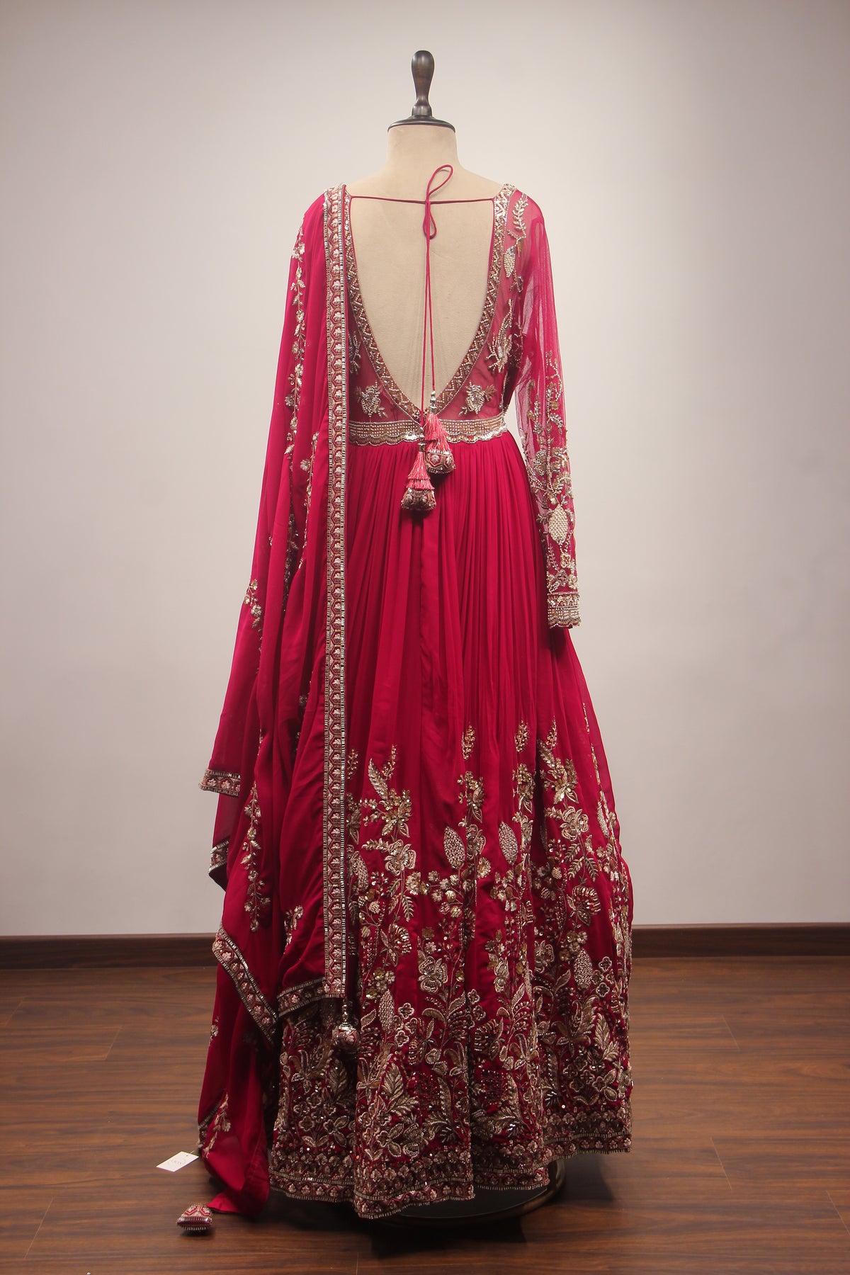 Georgette Floor-Length Anarkali Gown with Hand Embroidery, Bead & Sequin Work