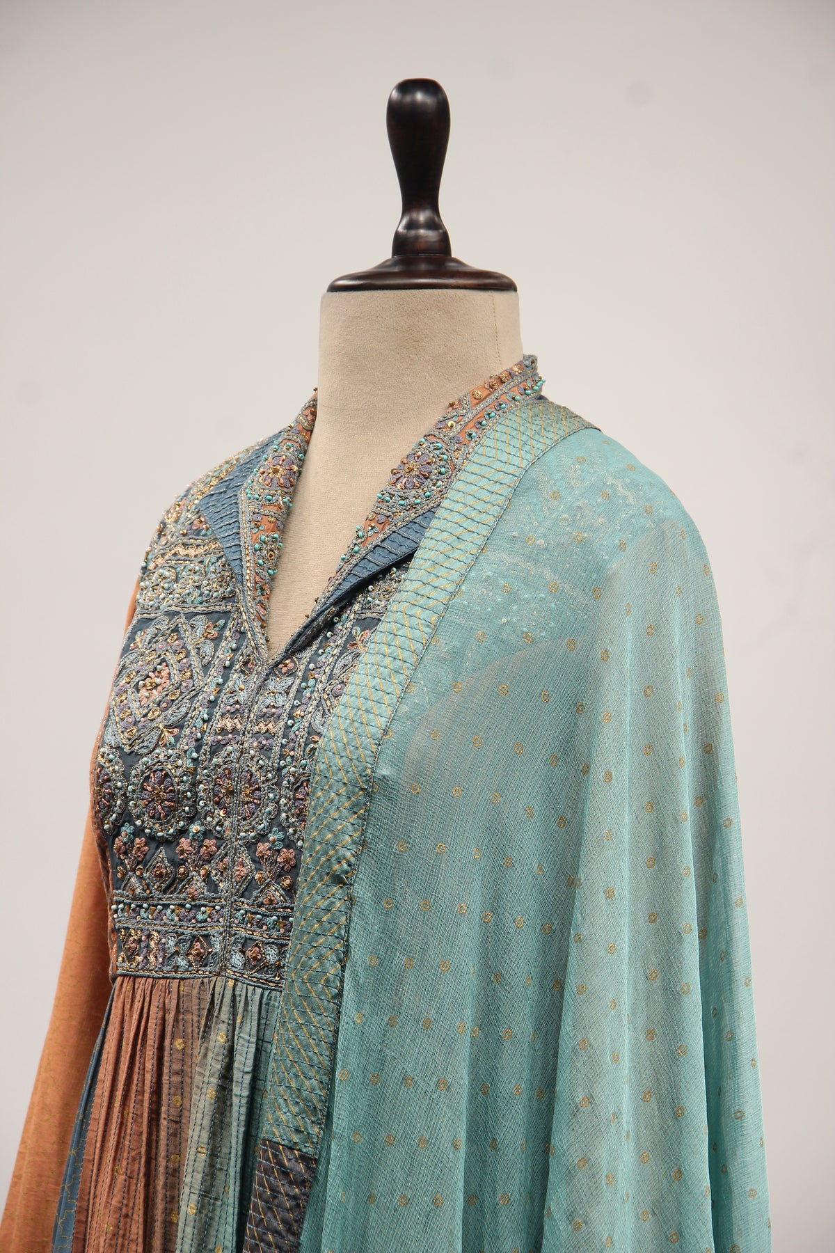 Rayon Gown with Resham & Bead Handwork in A-Line Anarkali Style